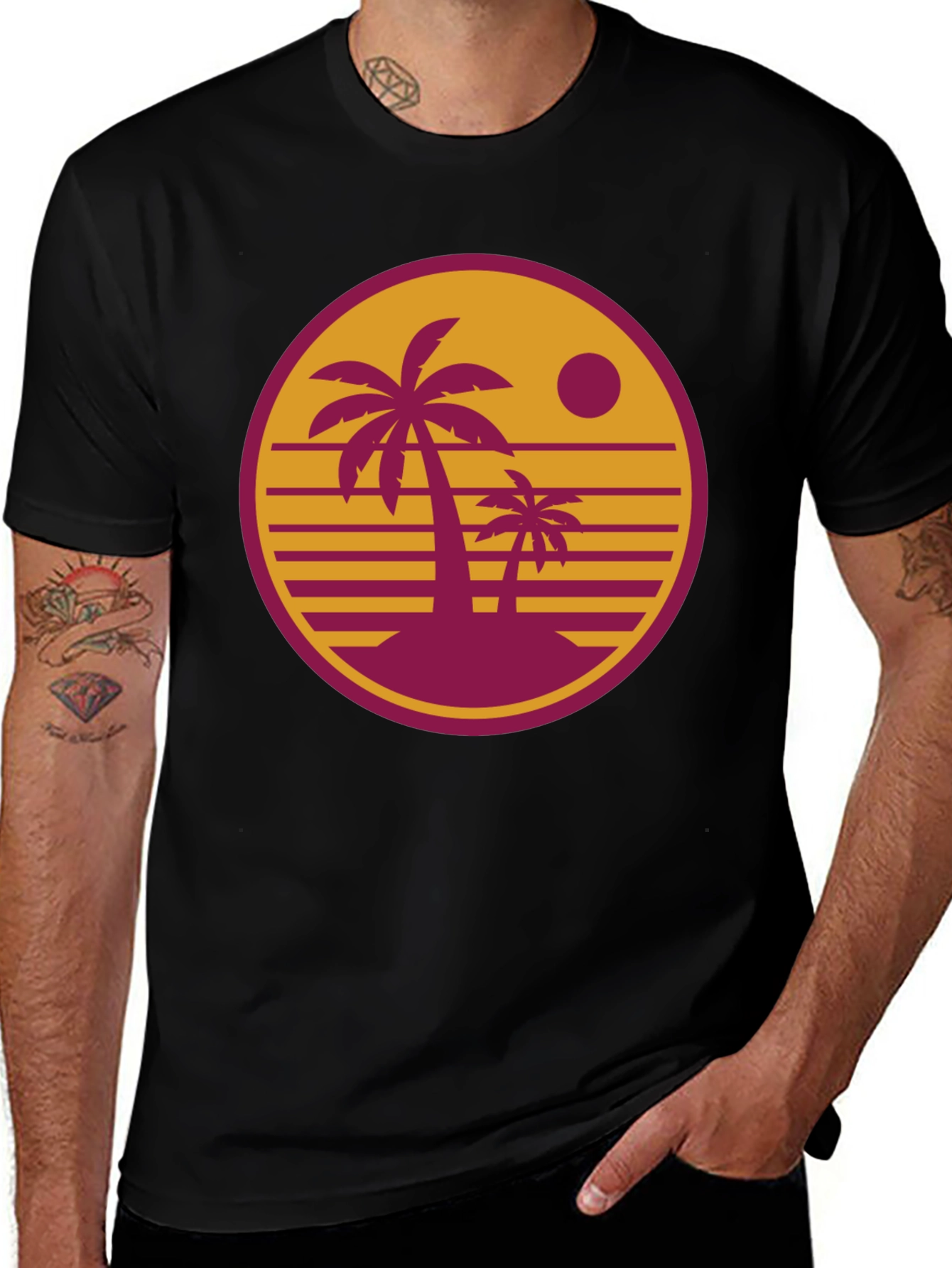 Retro Palm Sunset Graphic T-Shirt