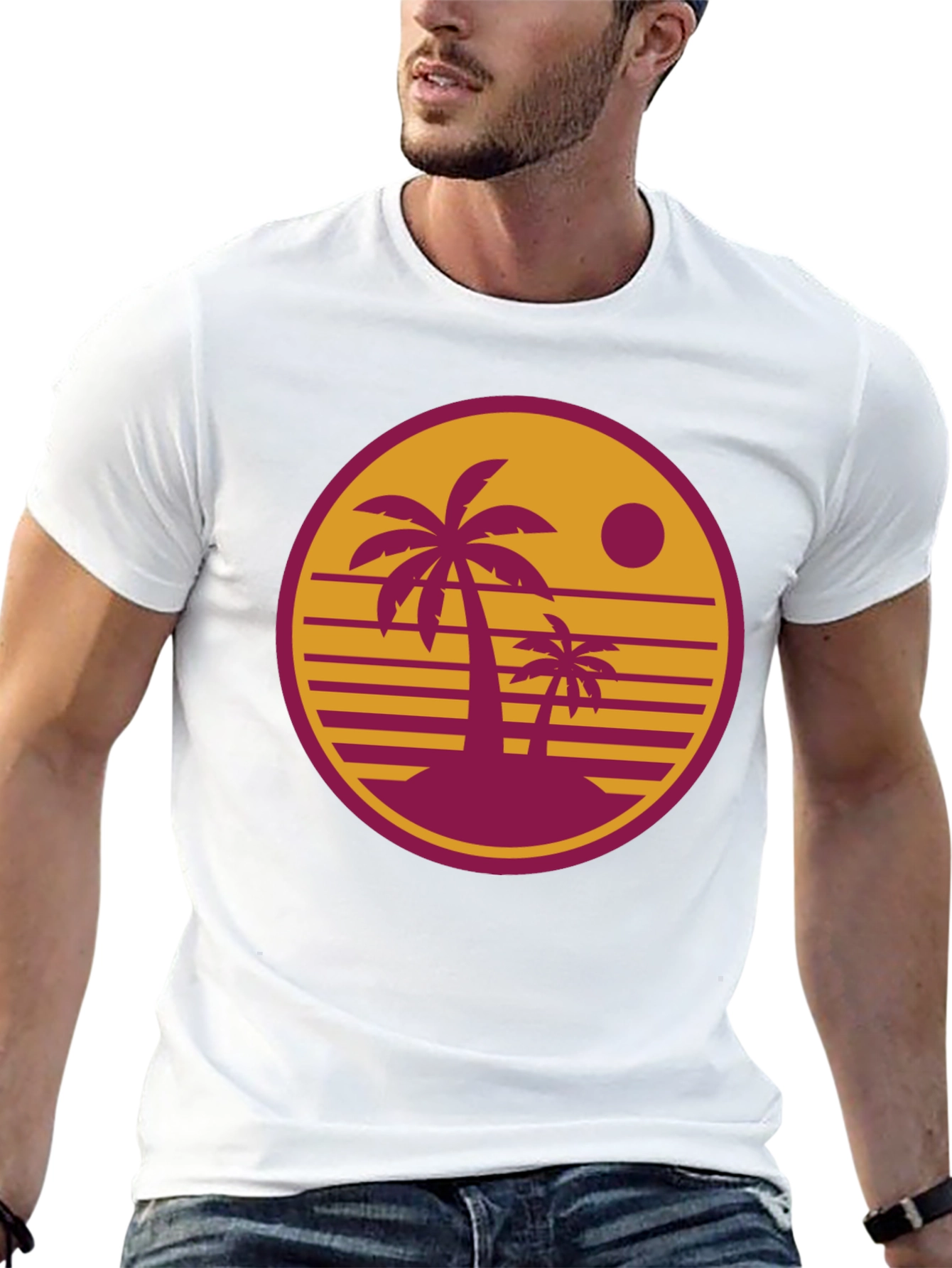 Retro Palm Sunset Graphic T-Shirt