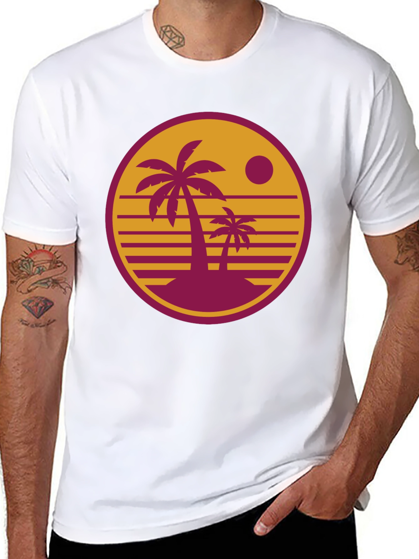Retro Palm Sunset Graphic T-Shirt