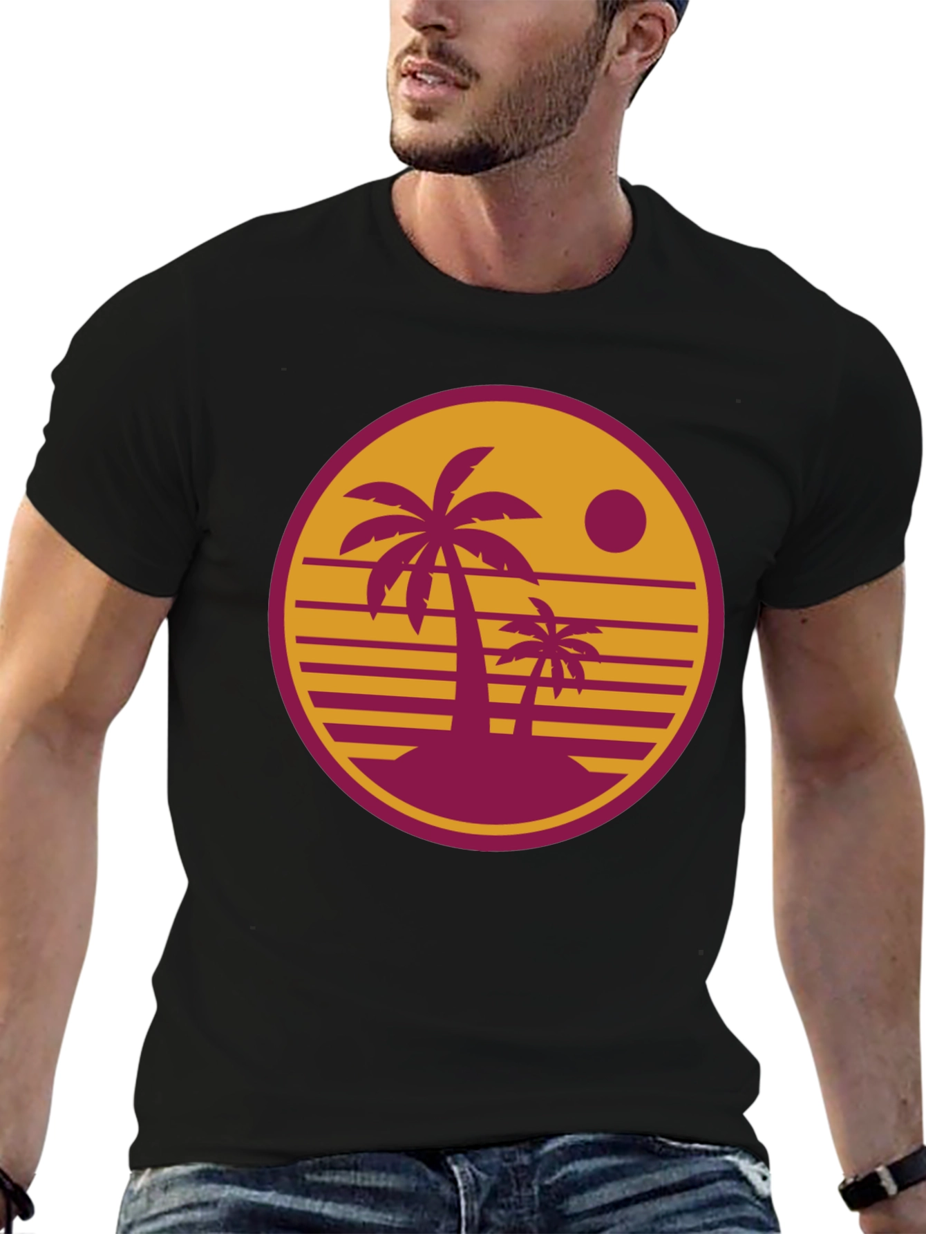 Retro Palm Sunset Graphic T-Shirt