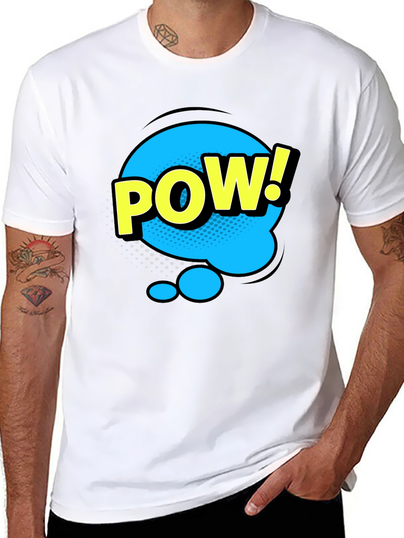 Pow! Graphic Print T-Shirt - Black Comic Style Tee