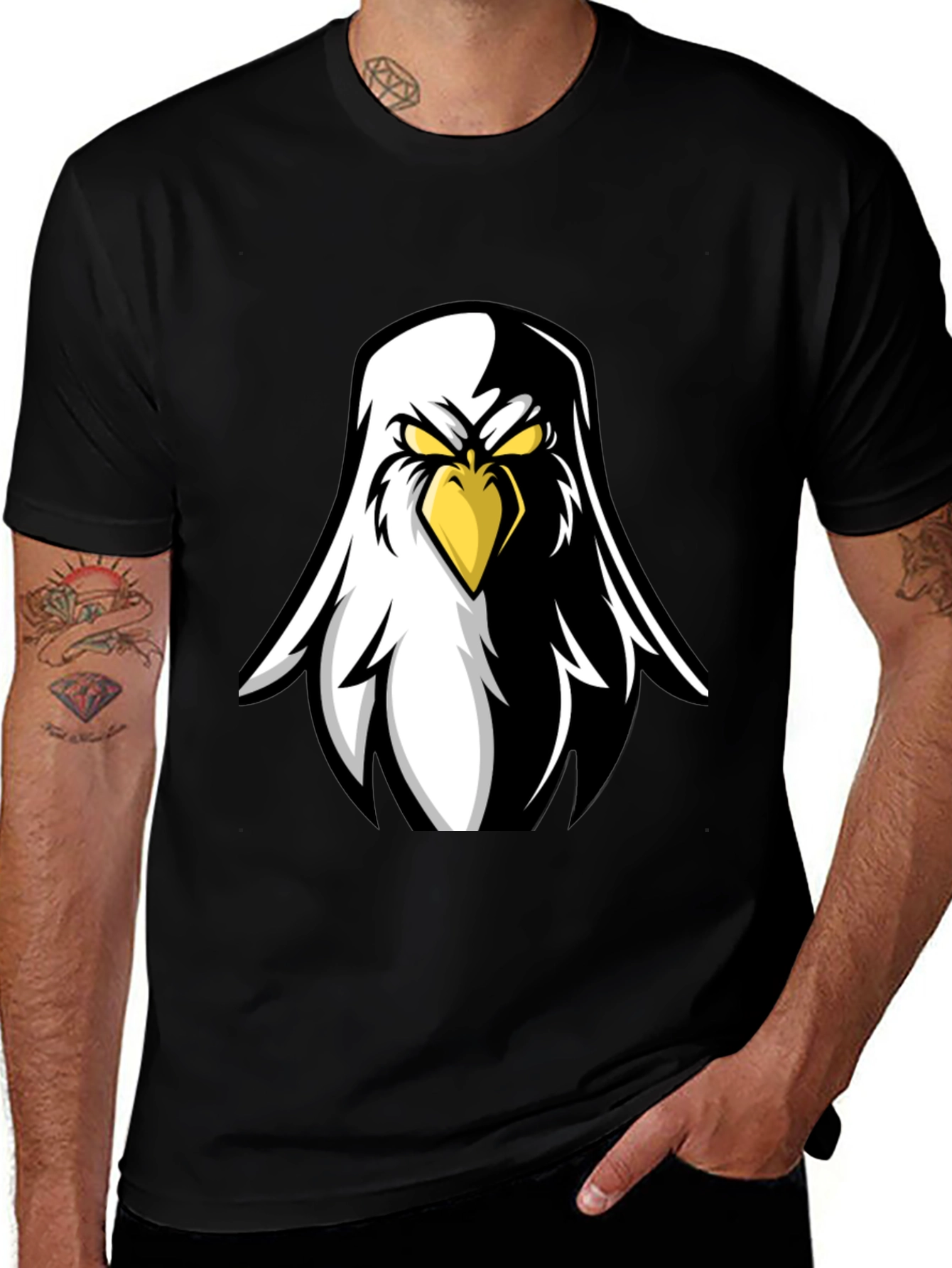 Eagle Graphic Black T-Shirt - Fierce Bird Design