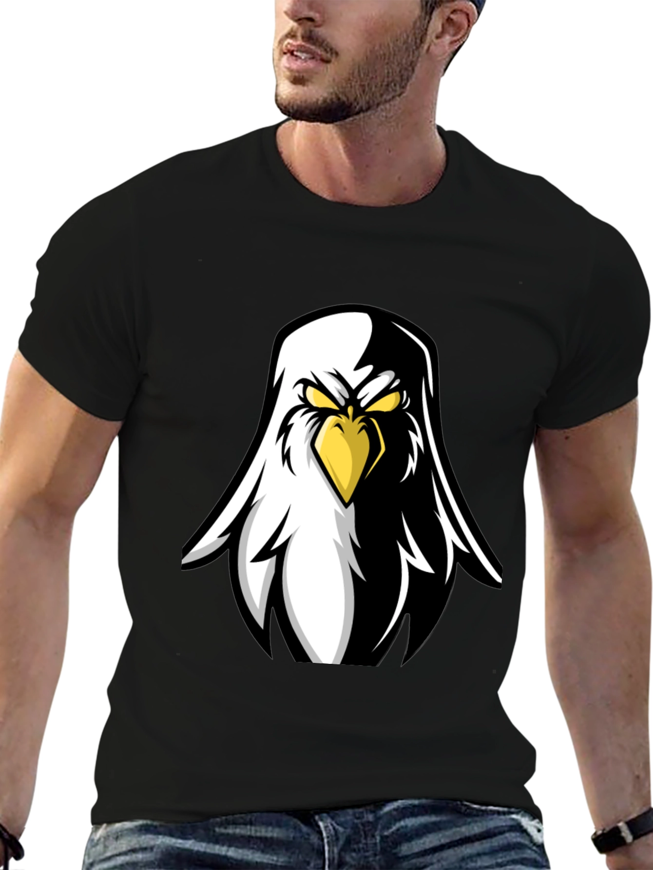 Eagle Graphic Black T-Shirt - Fierce Bird Design