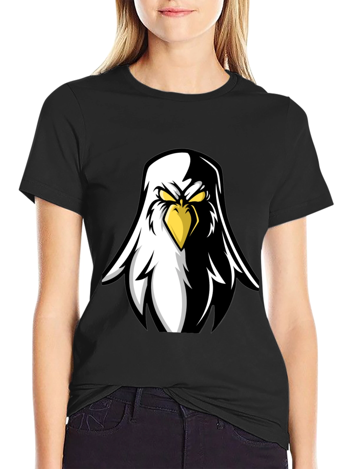 Eagle Graphic Black T-Shirt - Fierce Bird Design