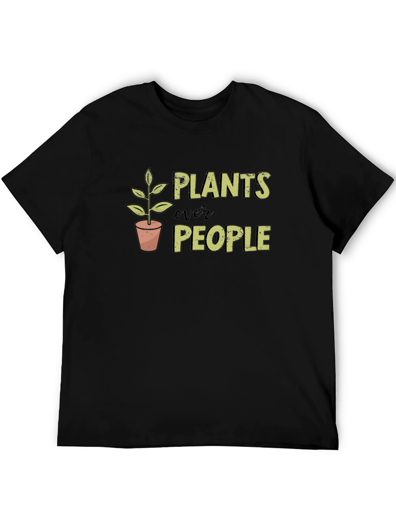 Plants Over People Graphic Tee - Black Cotton T-Shirt