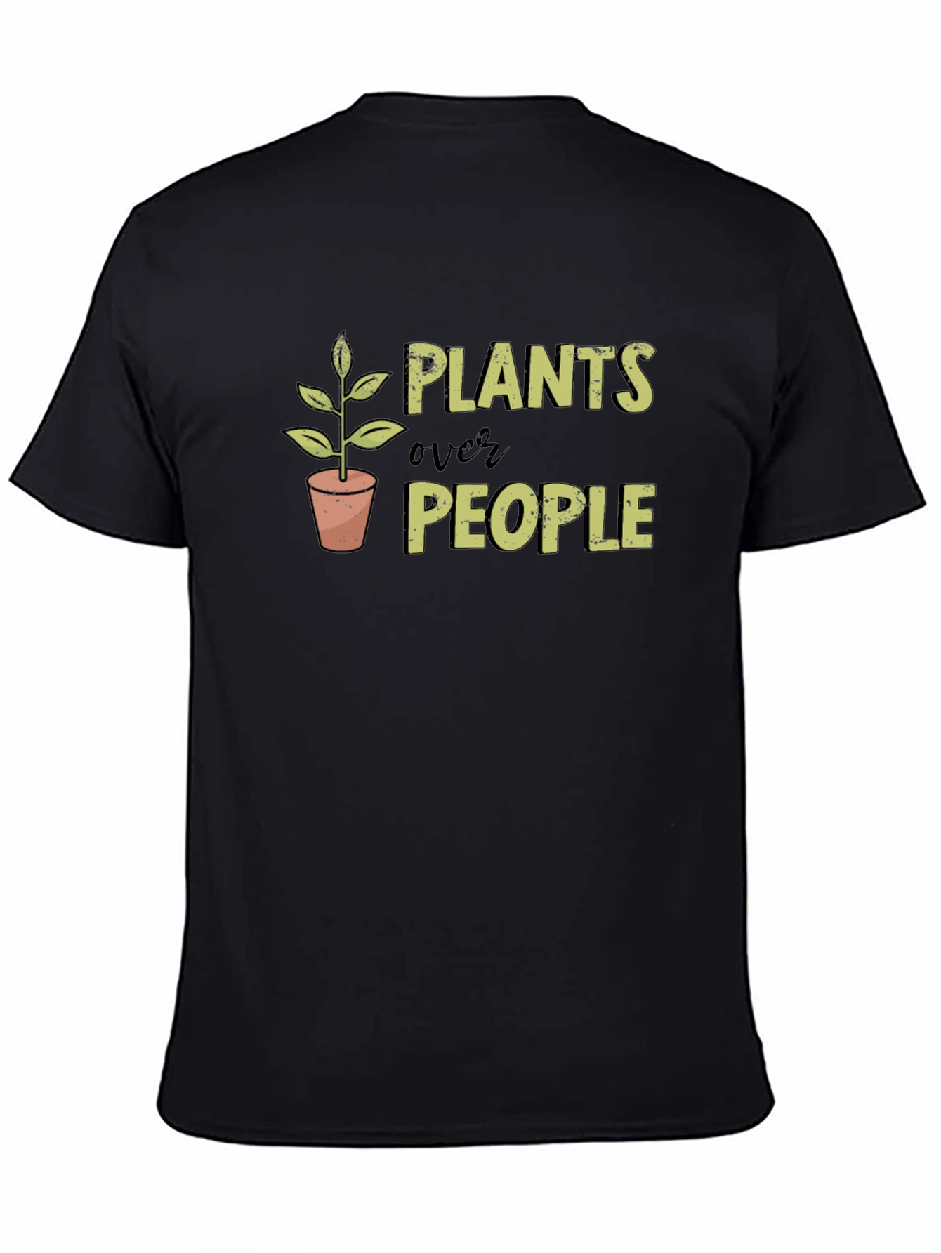 Plants Over People Graphic Tee - Black Cotton T-Shirt