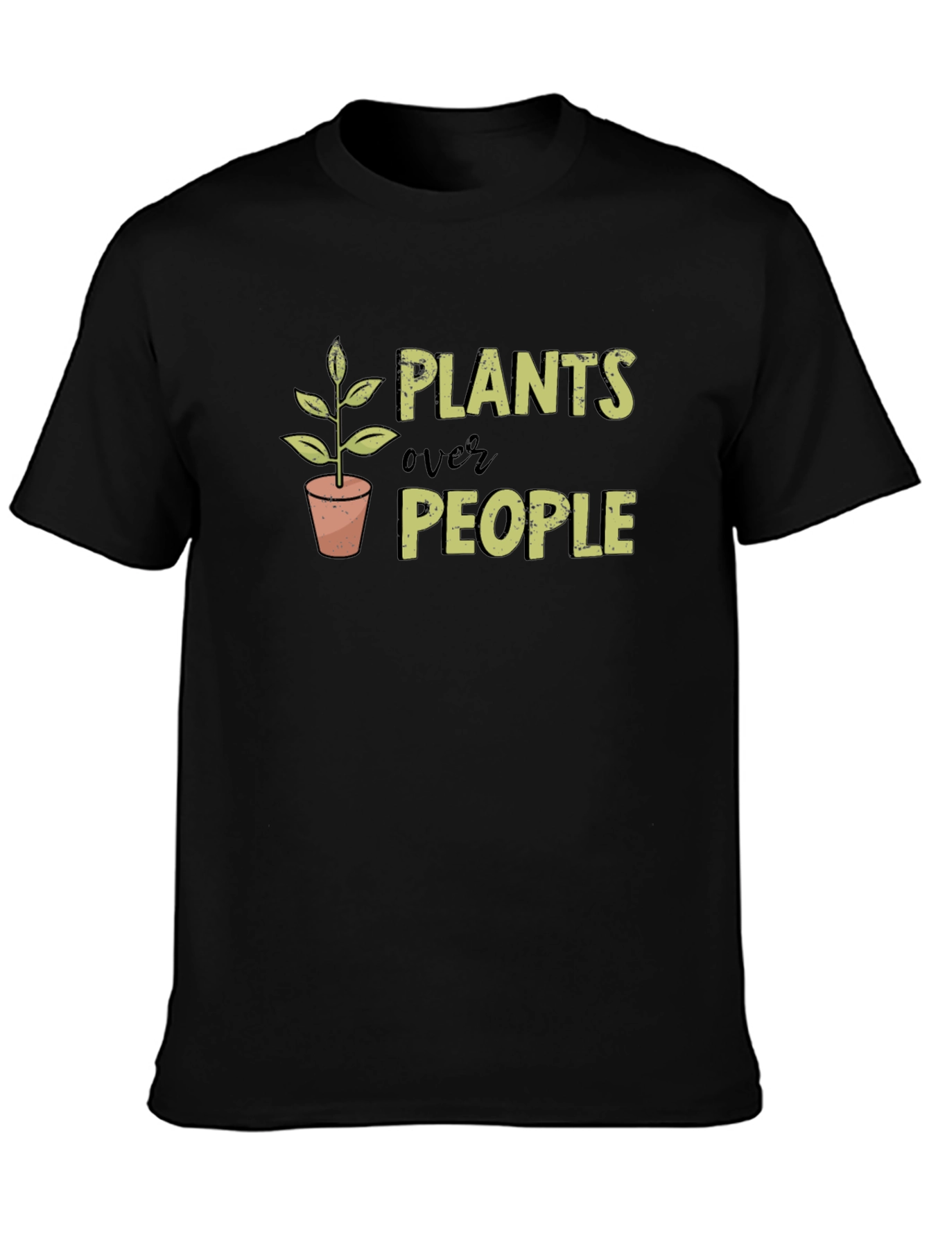 Plants Over People Graphic Tee - Black Cotton T-Shirt