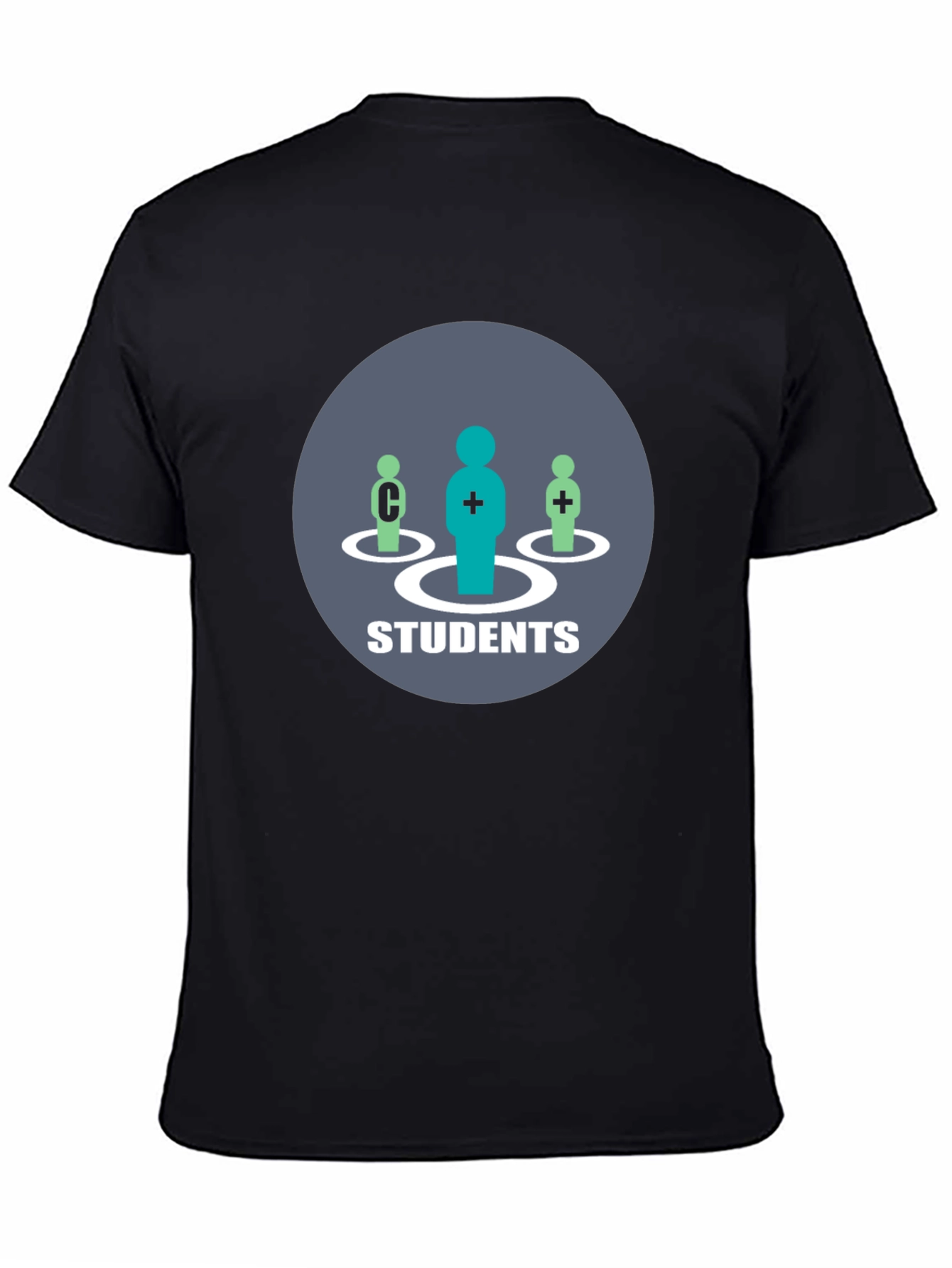 Students Graphic T-Shirt - Black Crew Neck