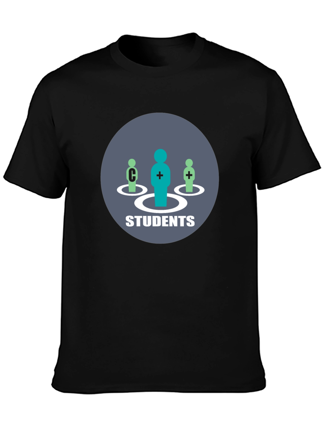 Students Graphic T-Shirt - Black Crew Neck