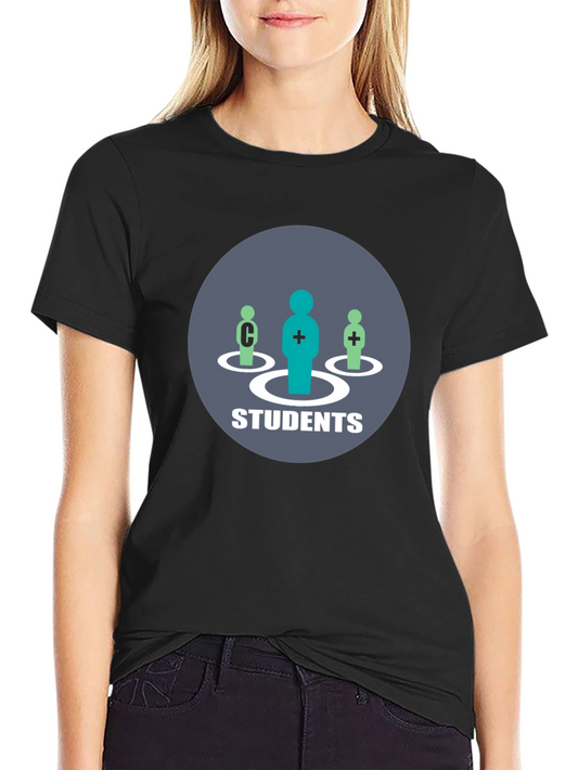Students Graphic T-Shirt - Black Crew Neck