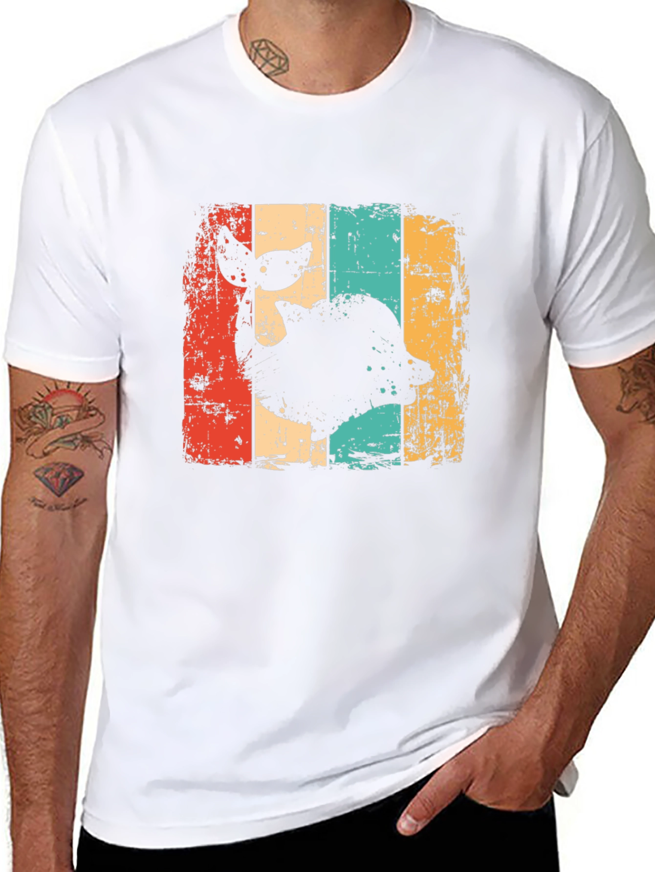 Retro Whale Graphic T-Shirt - Distressed Design