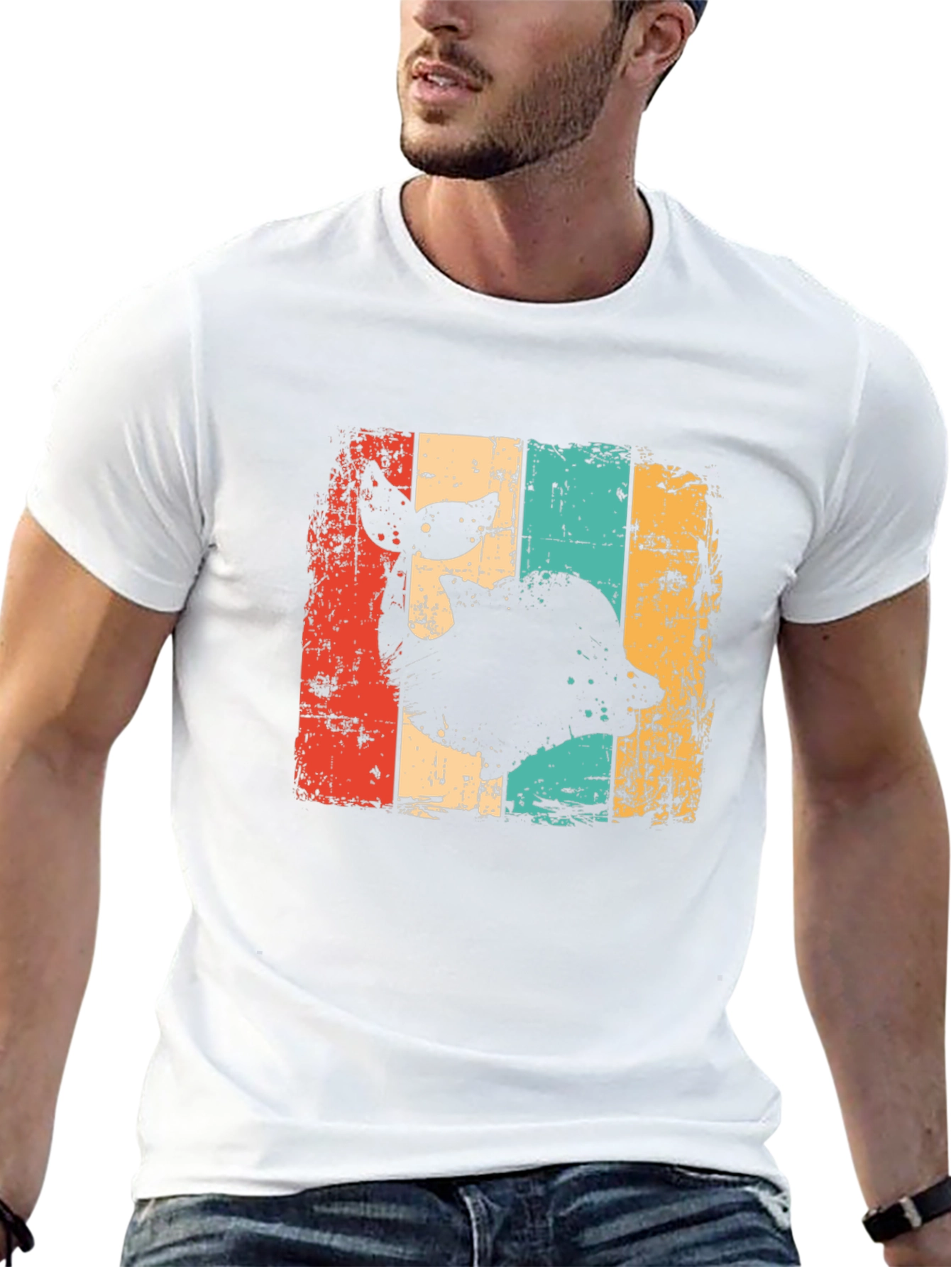 Retro Whale Graphic T-Shirt - Distressed Design