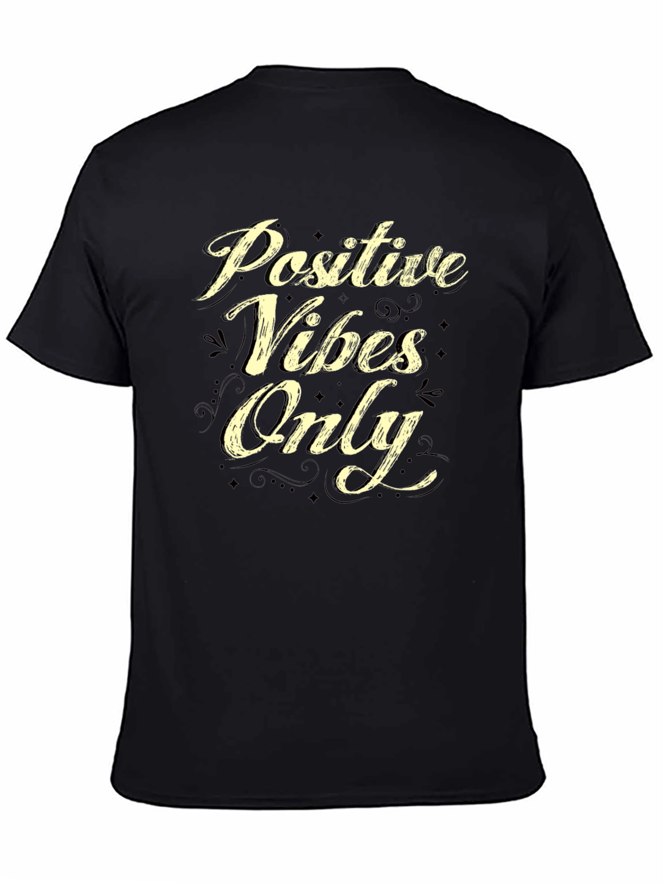 Positive Vibes Only Graphic T-Shirt - Casual Black Tee