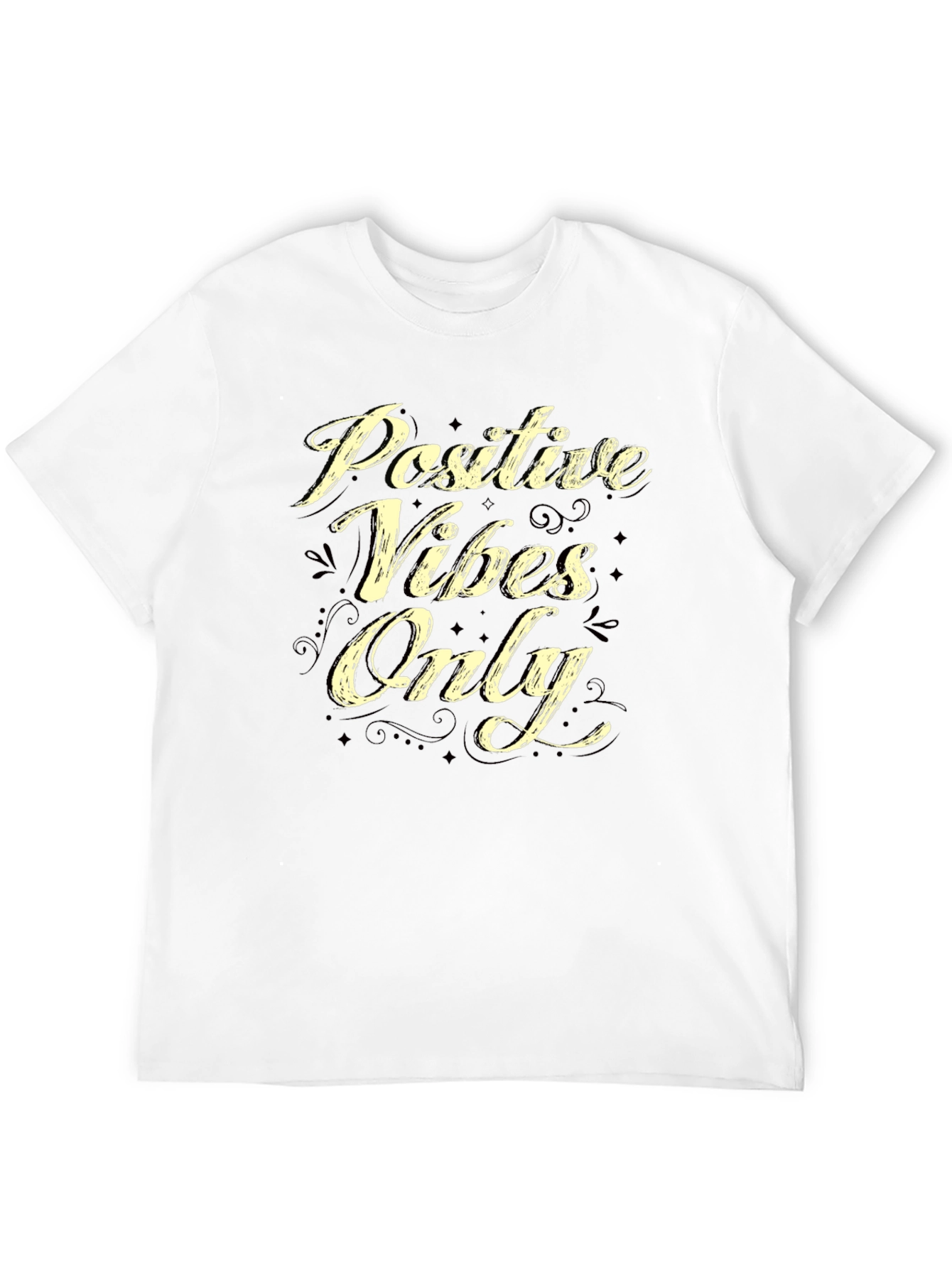 Positive Vibes Only Graphic T-Shirt - Casual Black Tee