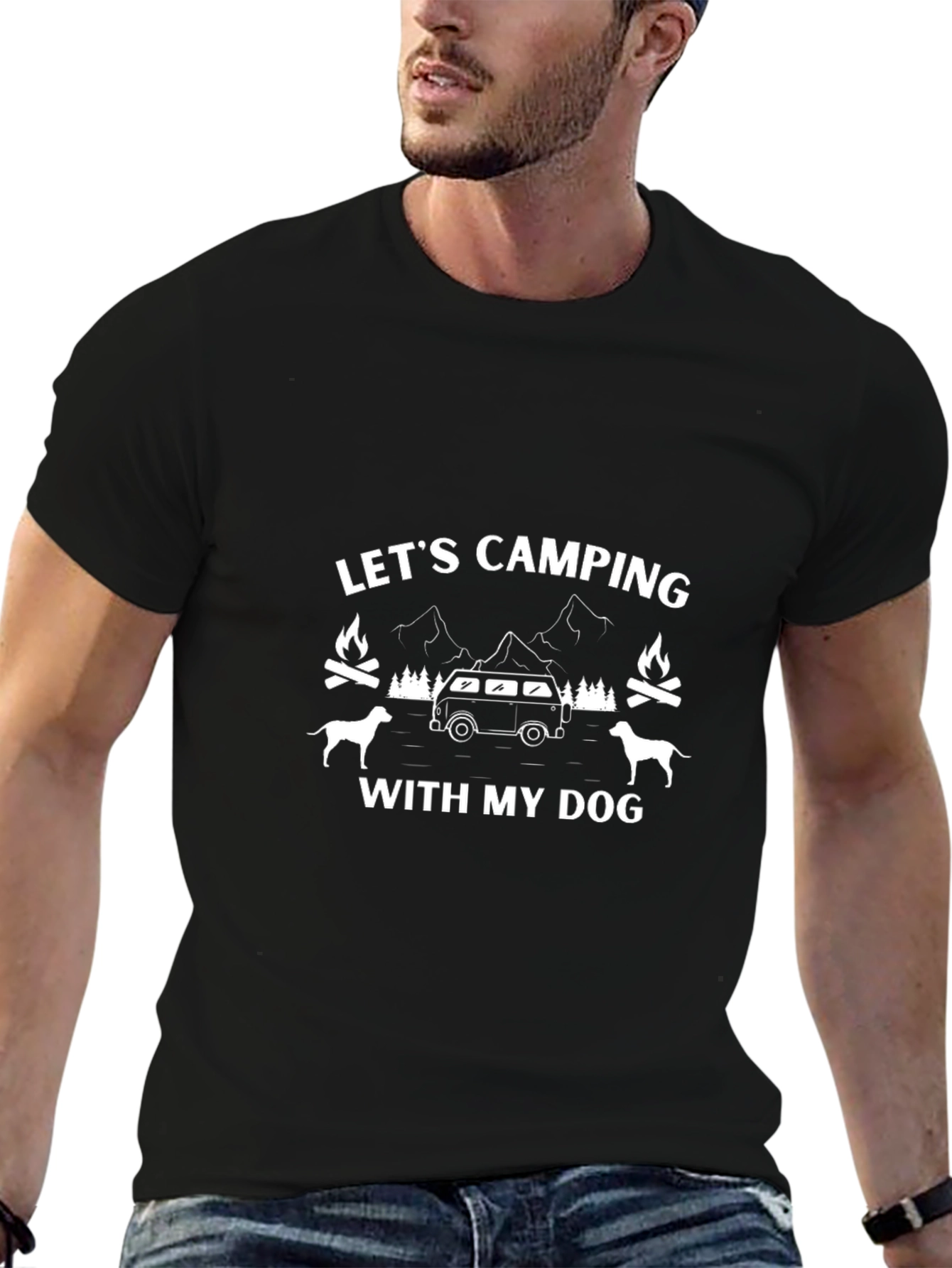 Lets Camping with my Dog Graphic Tee