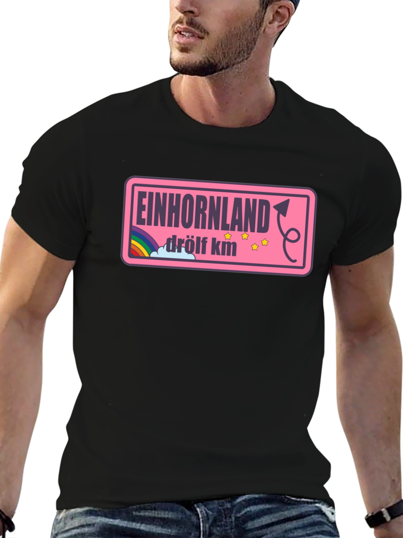 Einhornland Graphic T-Shirt - Drölf KM Black Tee