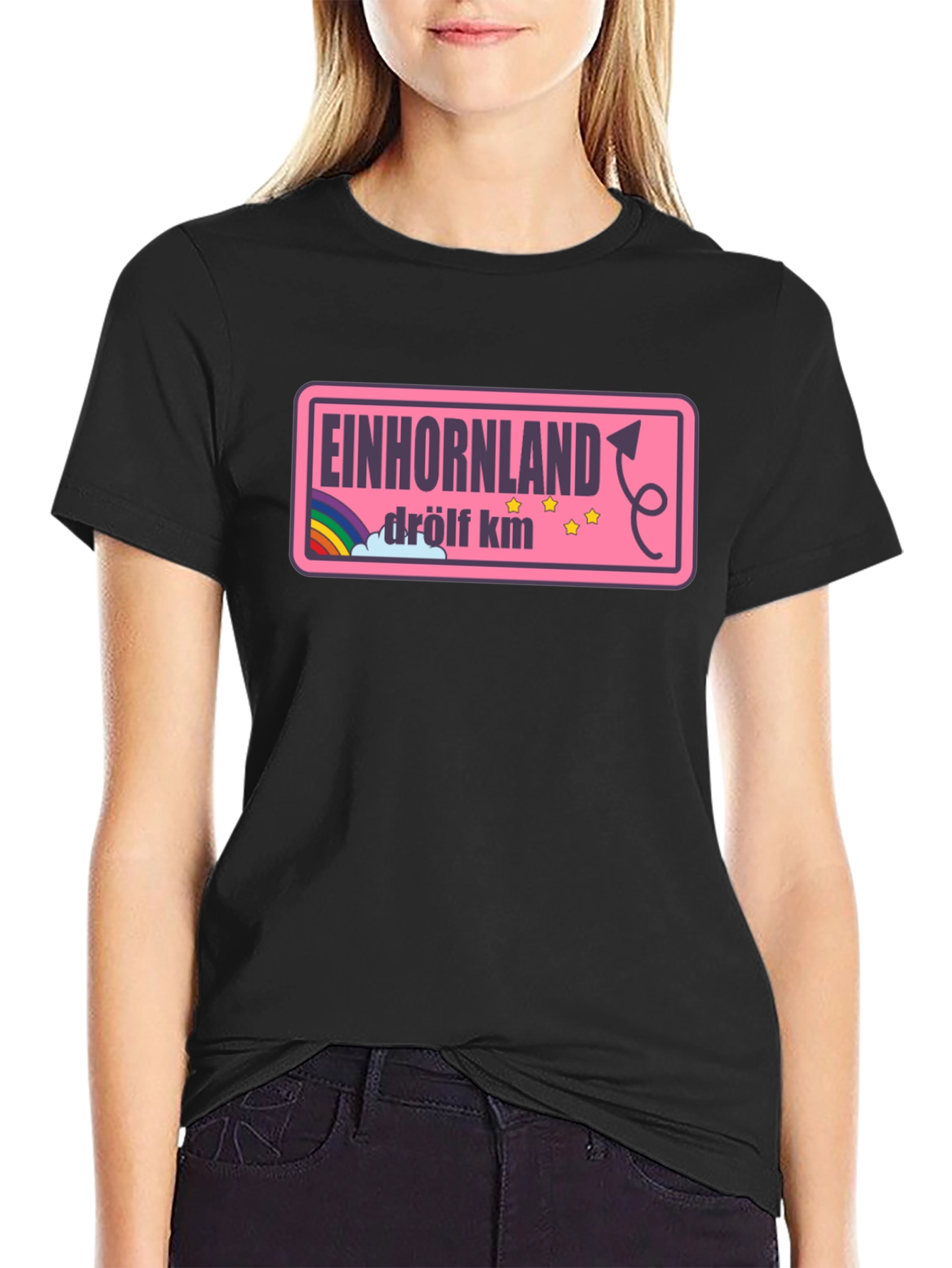 Einhornland Graphic T-Shirt - Drölf KM Black Tee