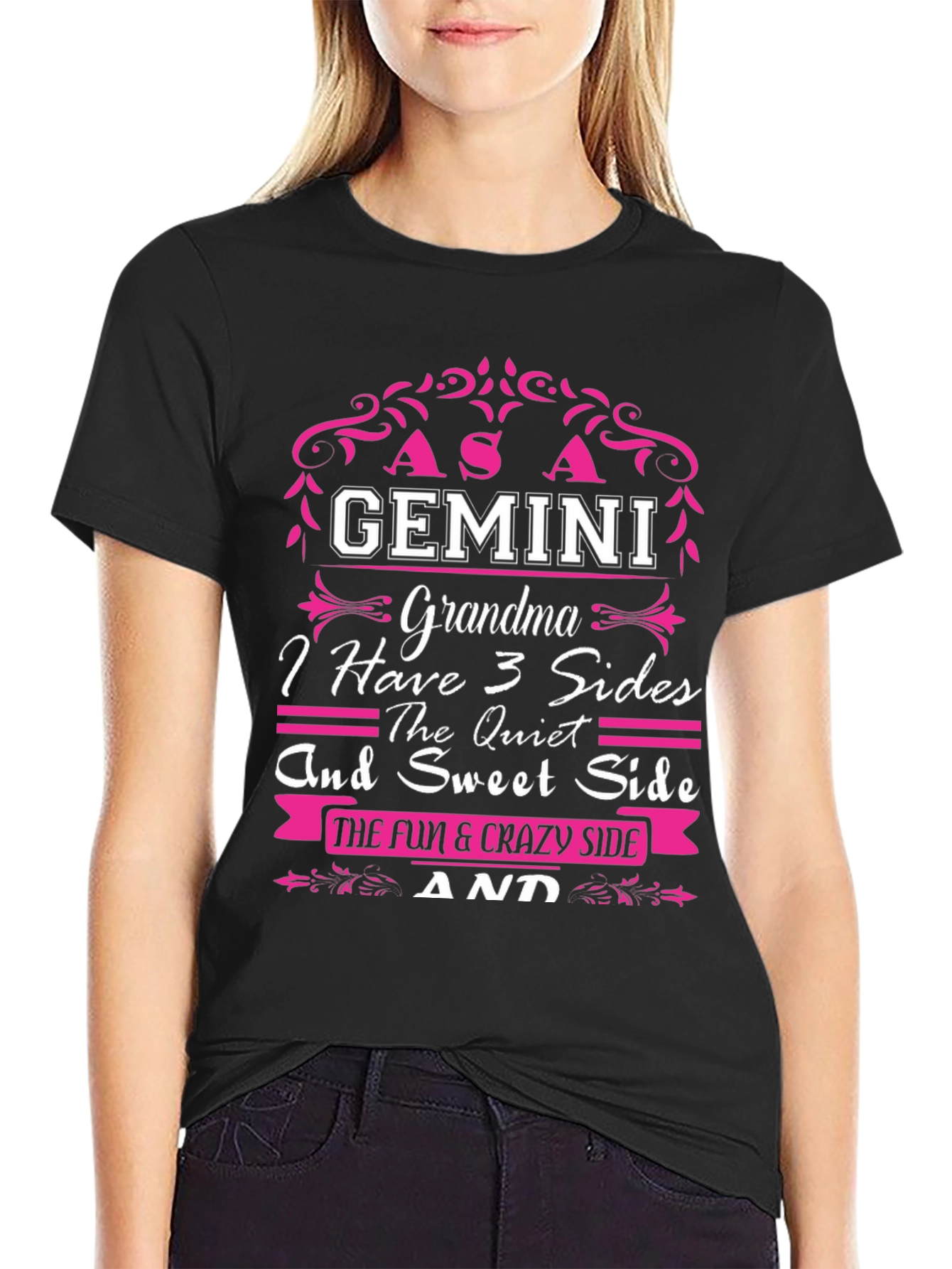 Gemini Grandma 3 Sides Graphic T-Shirt