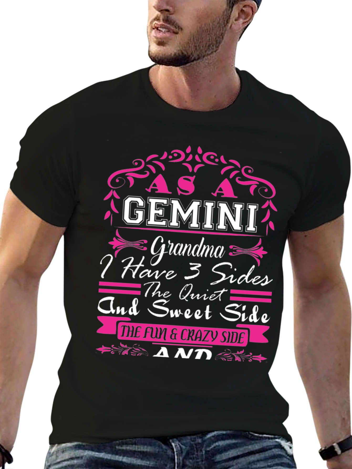 Gemini Grandma 3 Sides Graphic T-Shirt