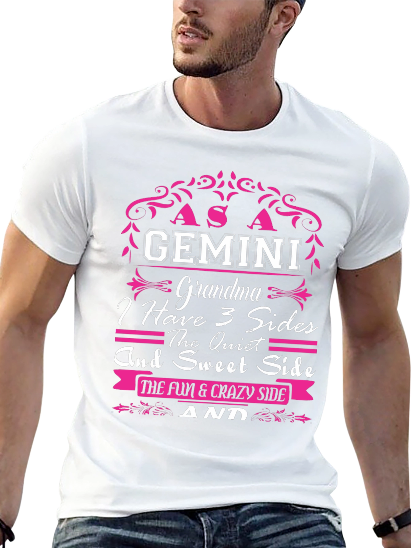 Gemini Grandma 3 Sides Graphic T-Shirt