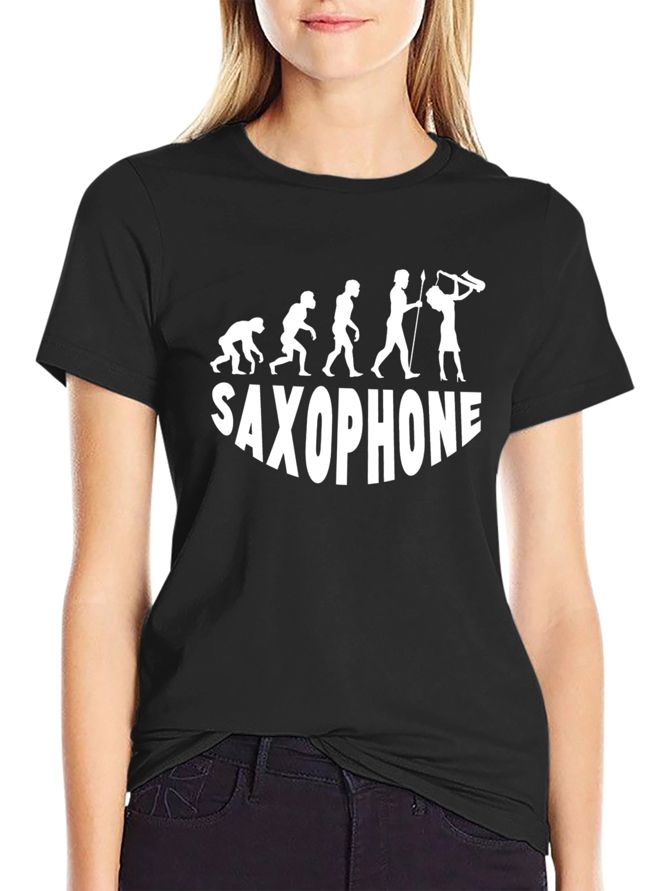 Saxophone Evolution T-Shirt - Black Cotton Tee