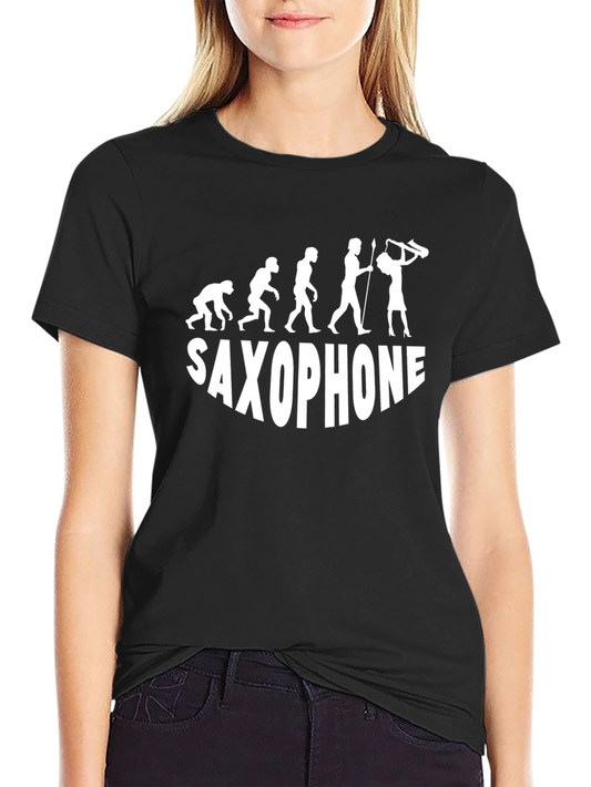 Saxophone Evolution T-Shirt - Black Cotton Tee