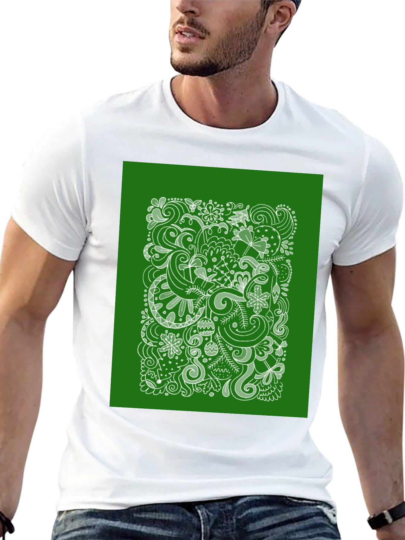 Doodle Art Graphic Tee - Black Cotton Casual T-Shirt