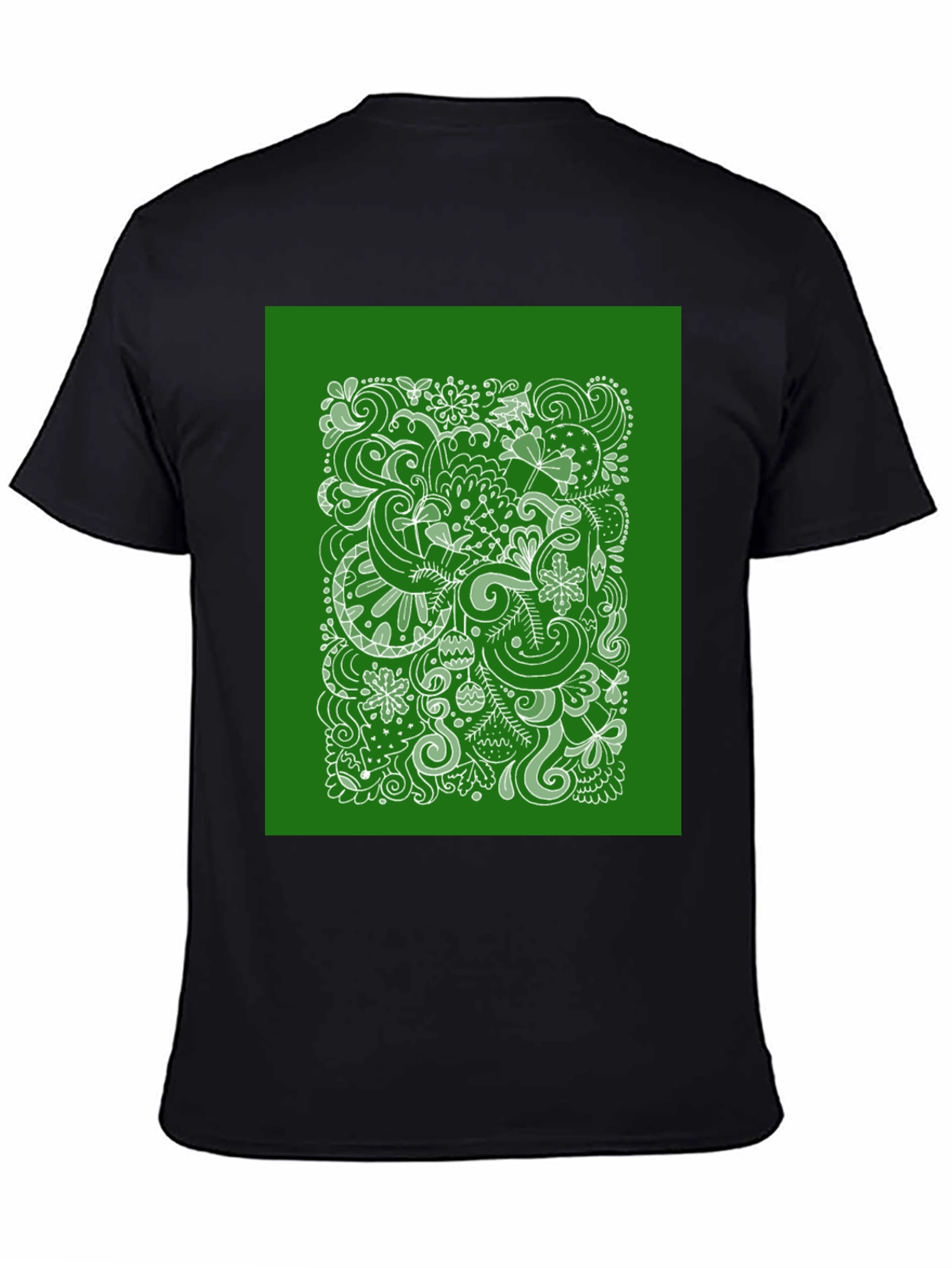 Doodle Art Graphic Tee - Black Cotton Casual T-Shirt