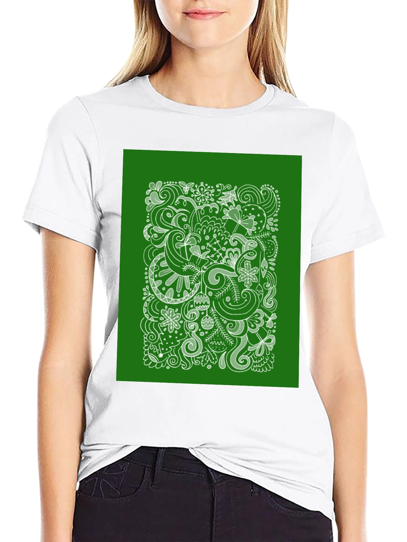 Doodle Art Graphic Tee - Black Cotton Casual T-Shirt