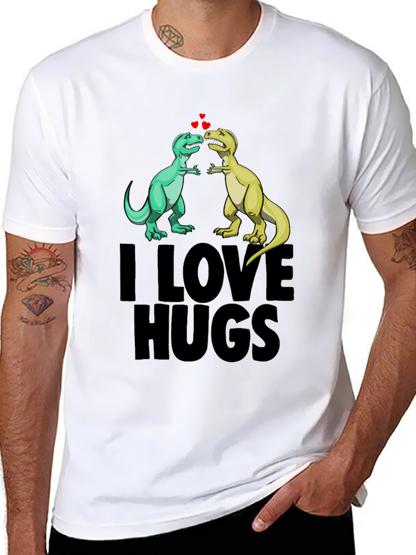I Love Hugs Dinosaur Graphic Tee