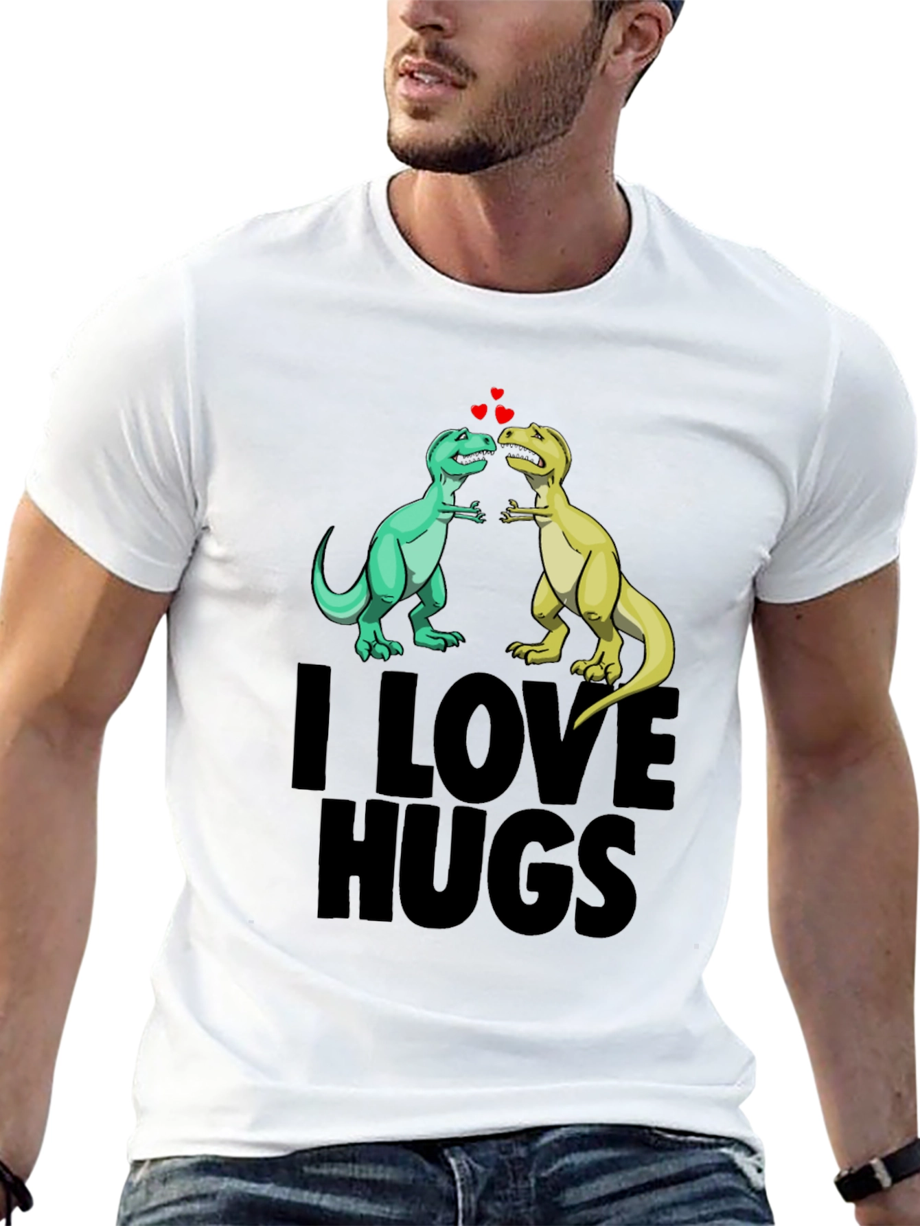 I Love Hugs Dinosaur Graphic Tee