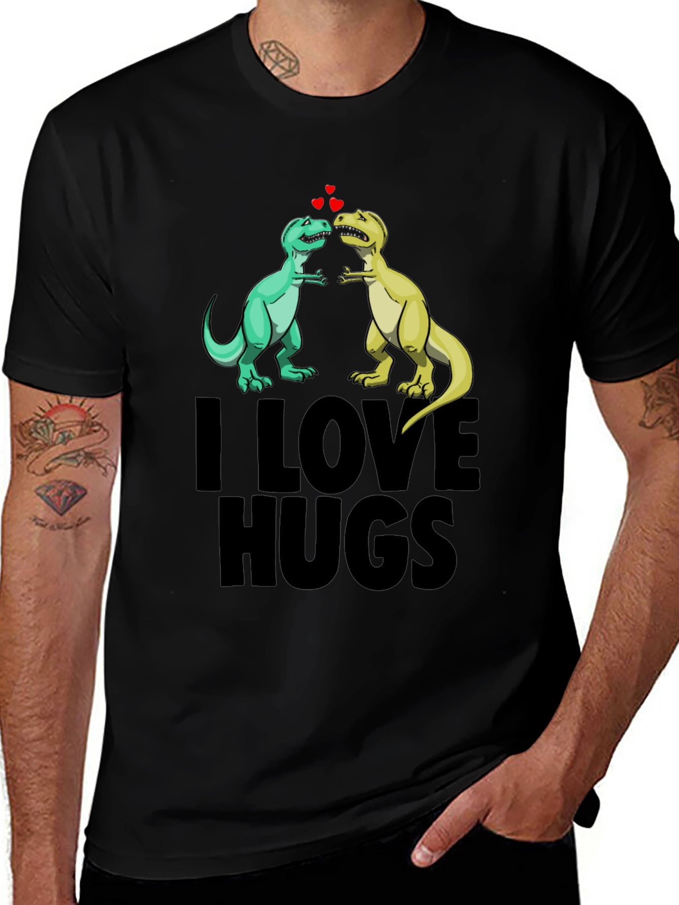 I Love Hugs Dinosaur Graphic Tee