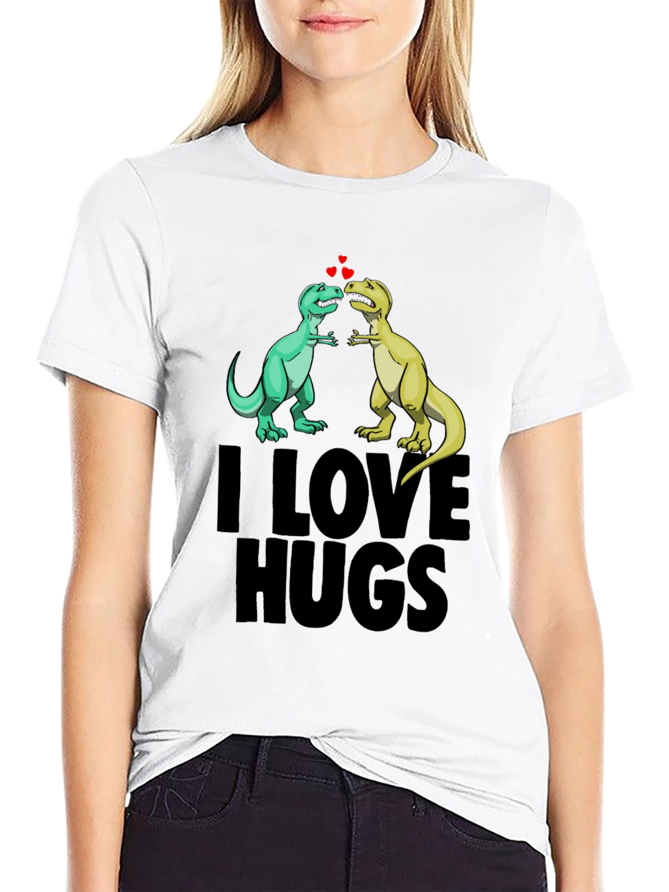 I Love Hugs Dinosaur Graphic Tee