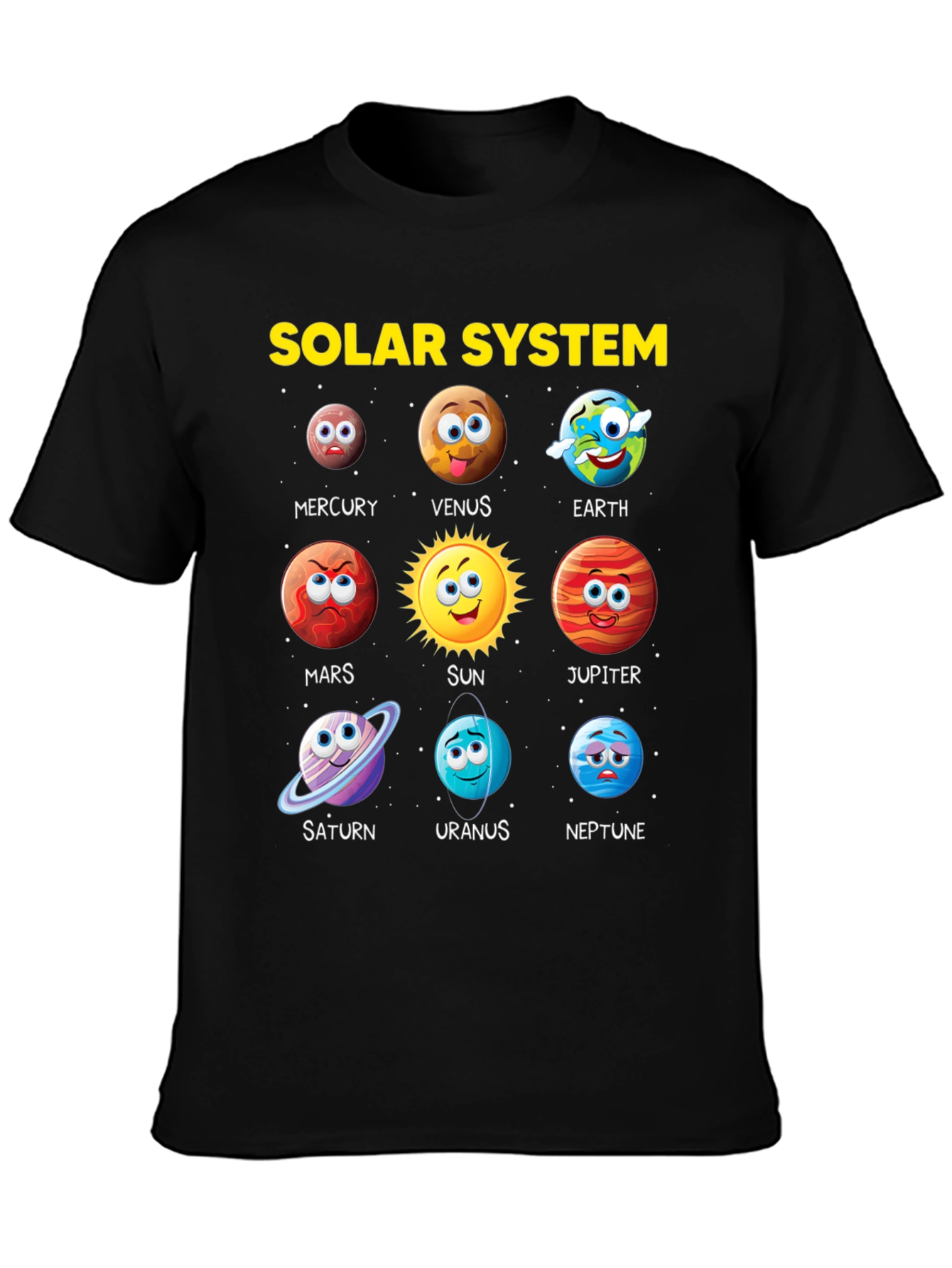 Solar System Planets Cartoon T-Shirt