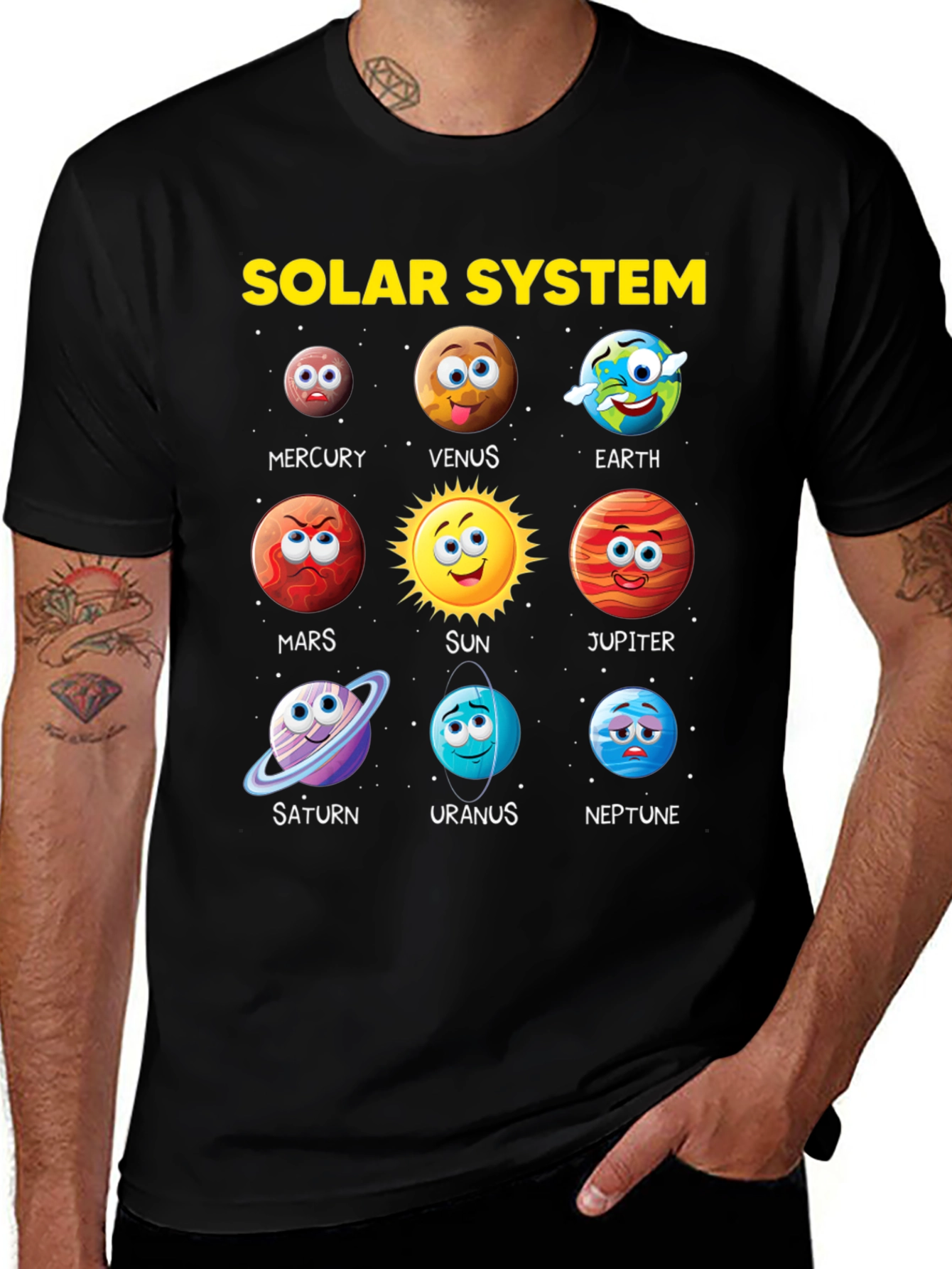 Solar System Planets Cartoon T-Shirt