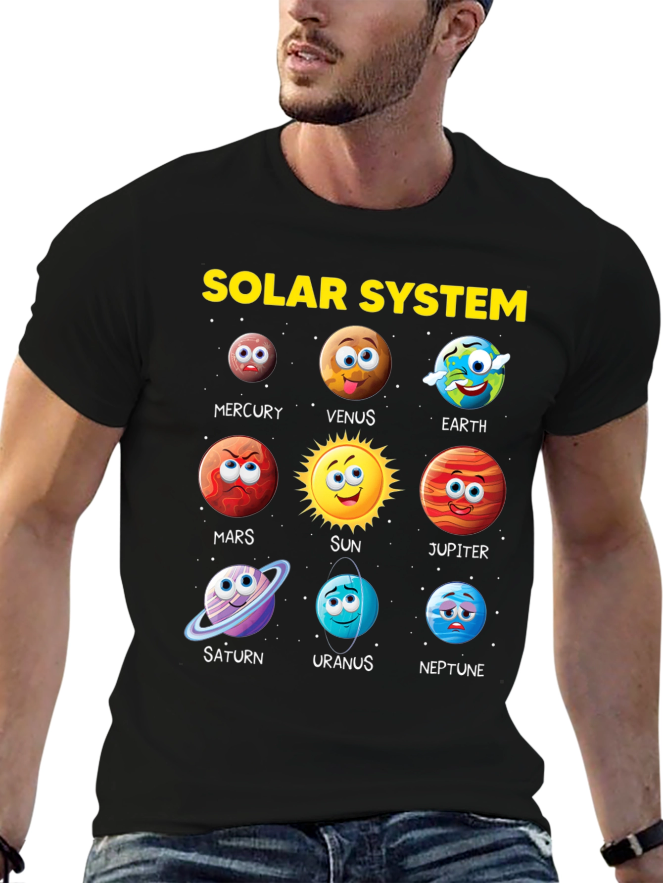 Solar System Planets Cartoon T-Shirt
