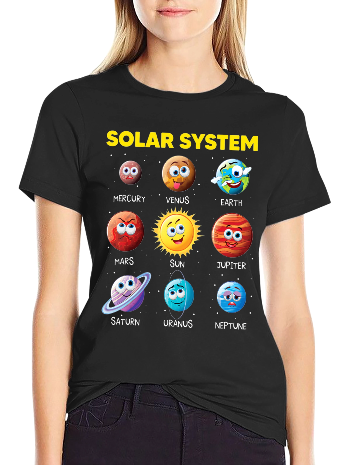 Solar System Planets Cartoon T-Shirt