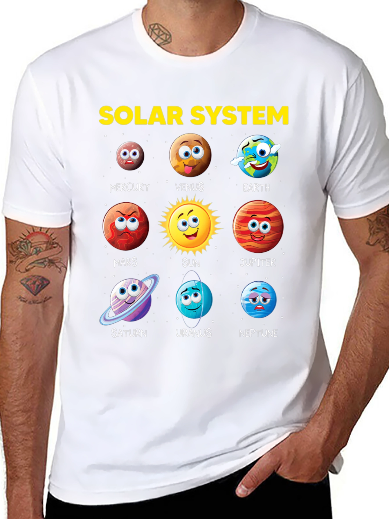 Solar System Planets Cartoon T-Shirt