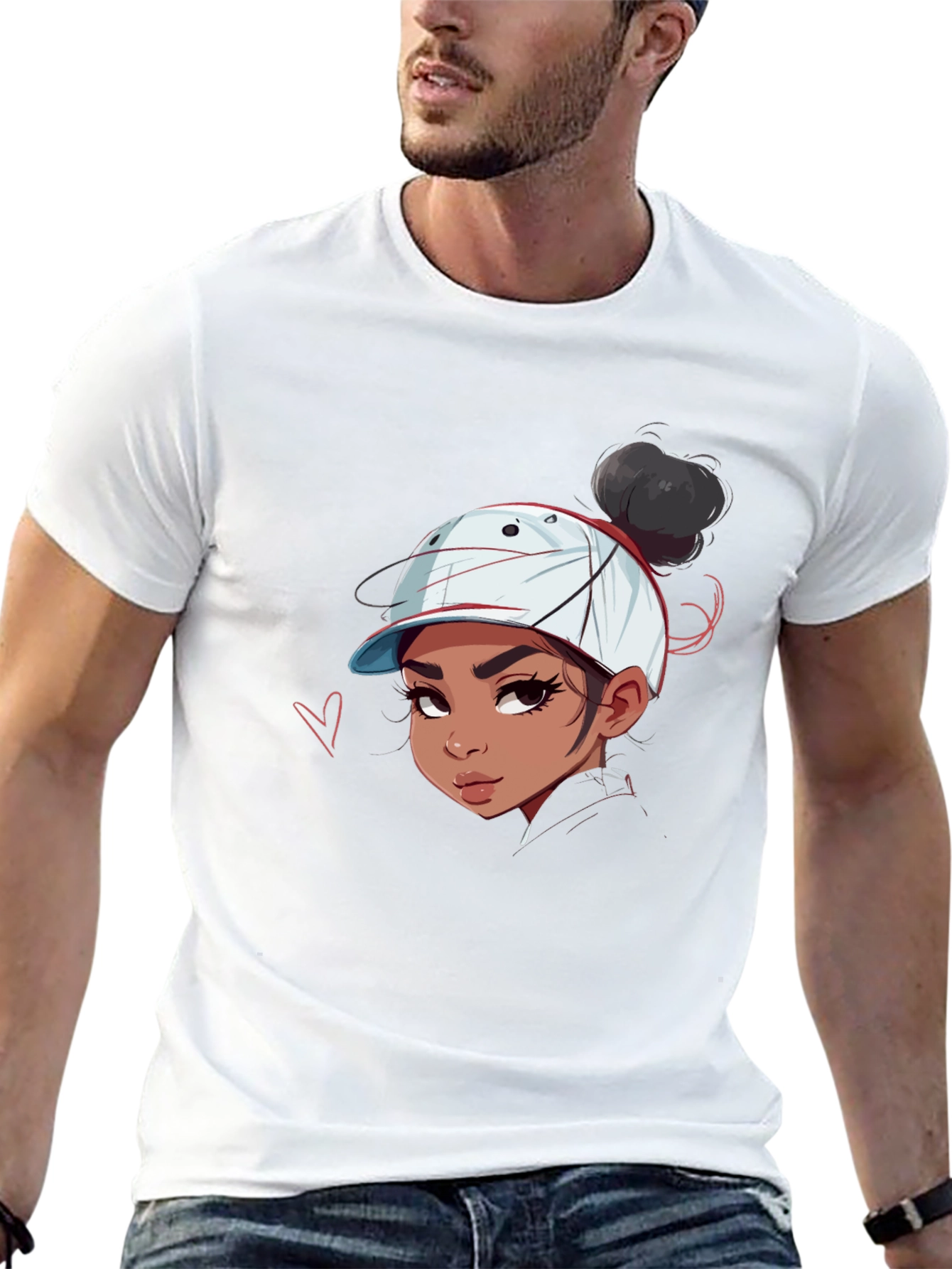 Cartoon Girl Graphic Print Black Tee