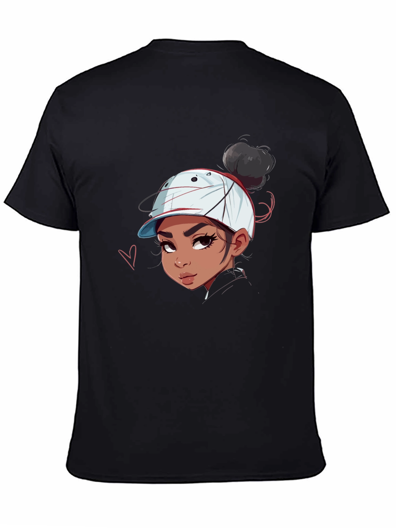 Cartoon Girl Graphic Print Black Tee
