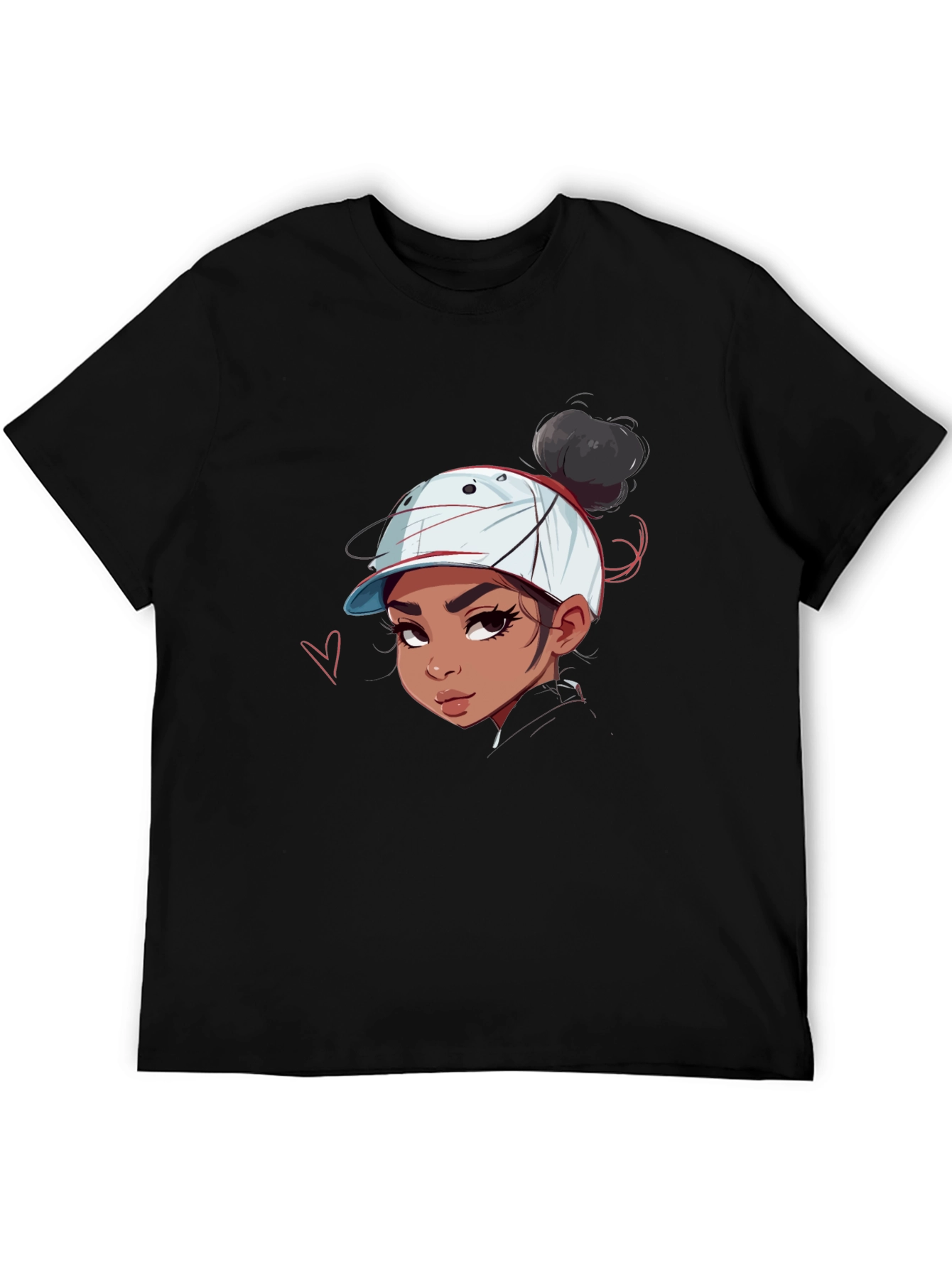 Cartoon Girl Graphic Print Black Tee