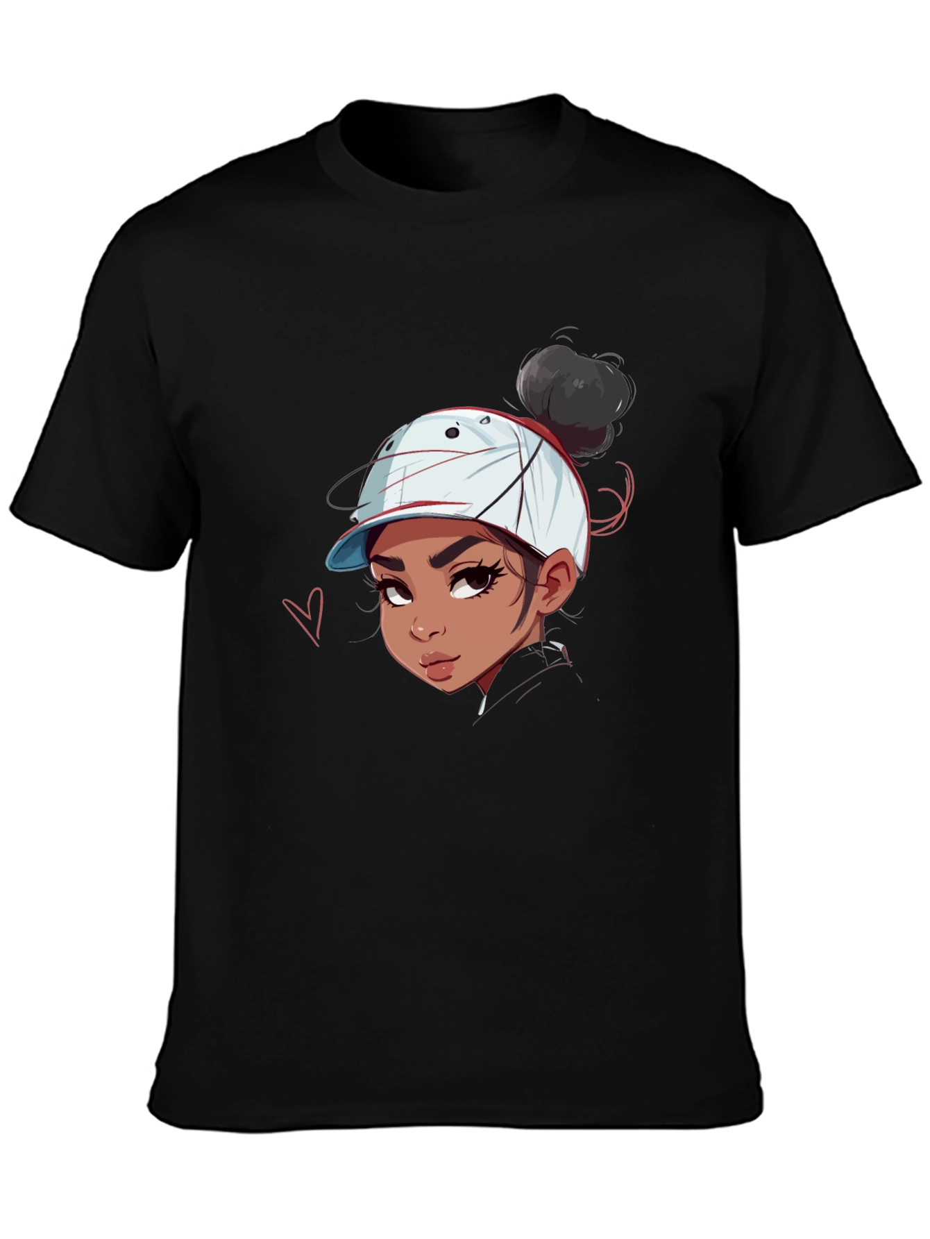 Cartoon Girl Graphic Print Black Tee