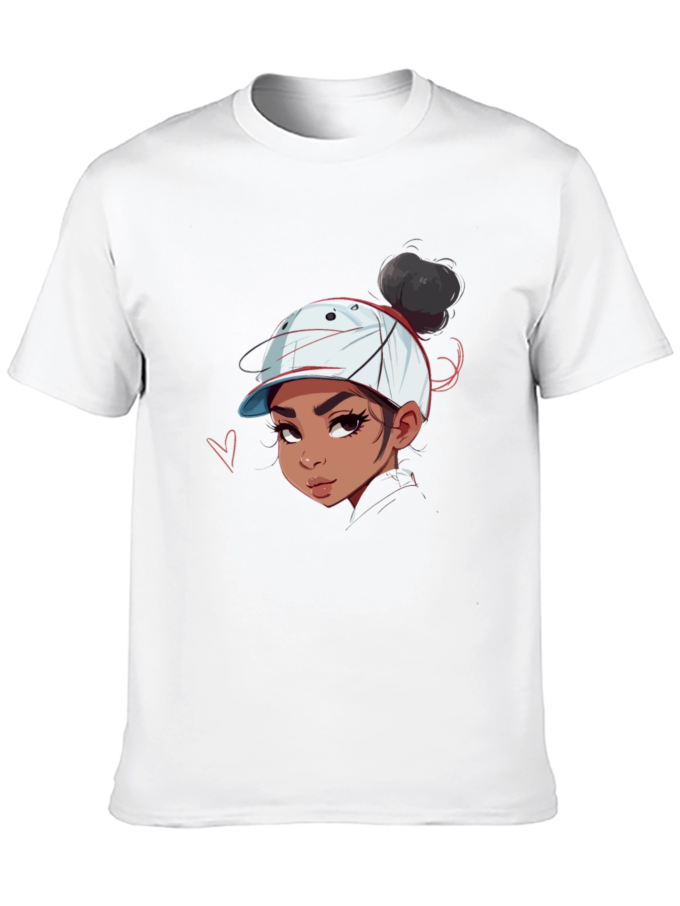 Cartoon Girl Graphic Print Black Tee