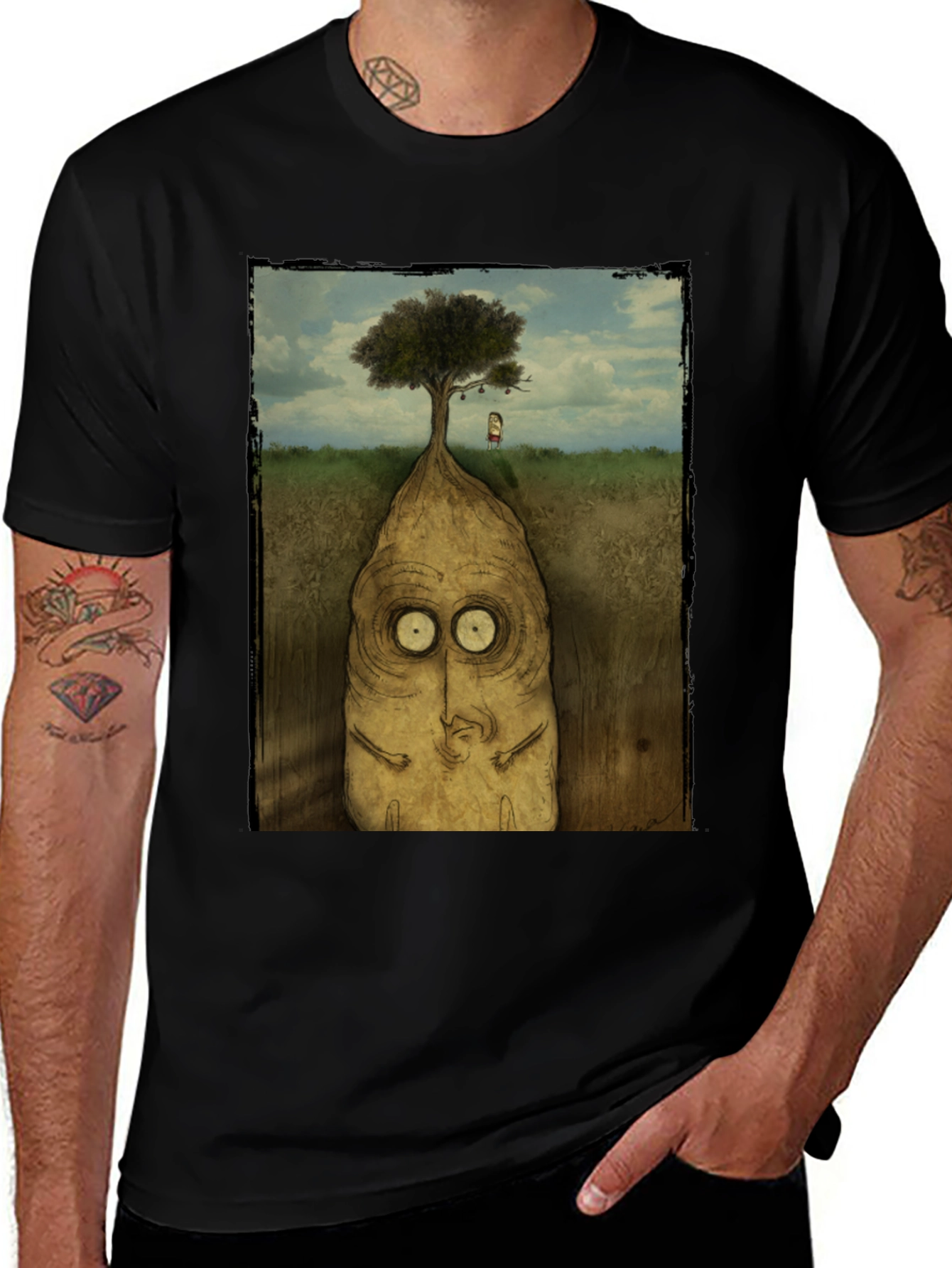 Surreal Tree Root Monster Graphic T-Shirt