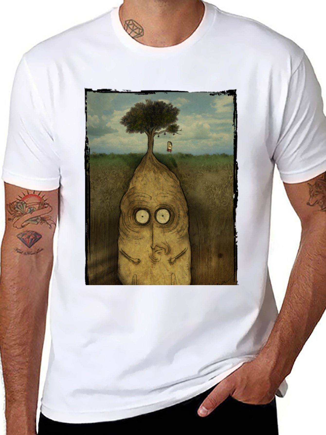 Surreal Tree Root Monster Graphic T-Shirt