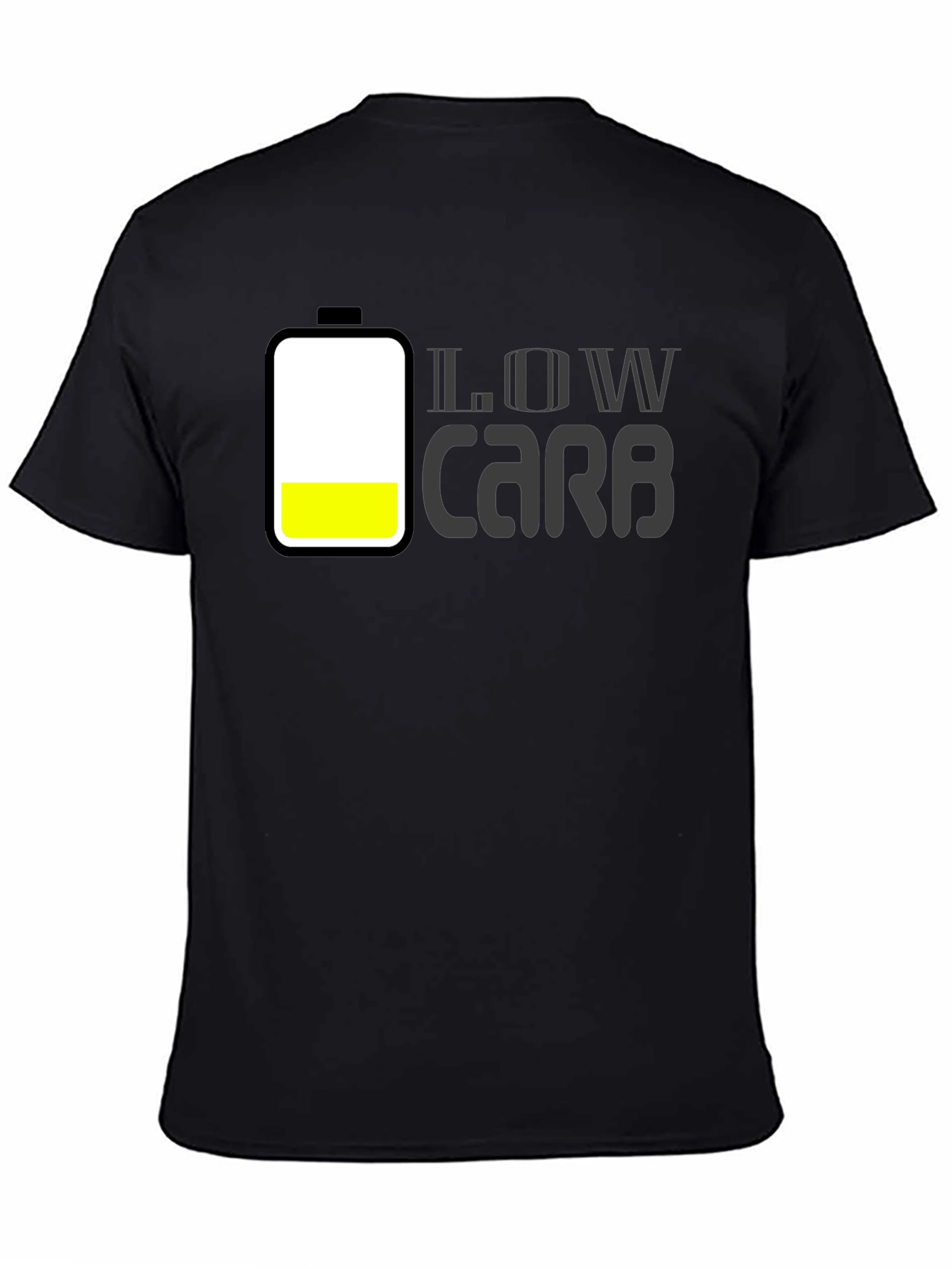 Low Carb Battery Graphic Mens Black T-Shirt