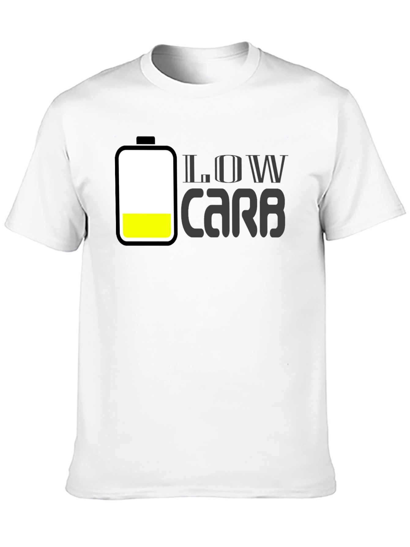 Low Carb Battery Graphic Mens Black T-Shirt