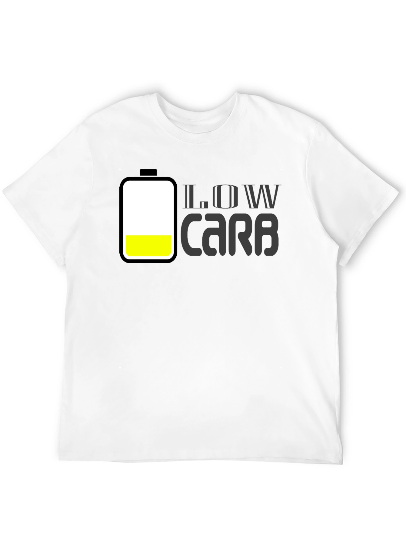 Low Carb Battery Graphic Mens Black T-Shirt