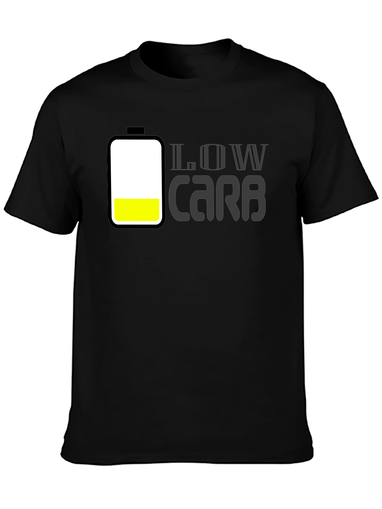 Low Carb Battery Graphic Mens Black T-Shirt
