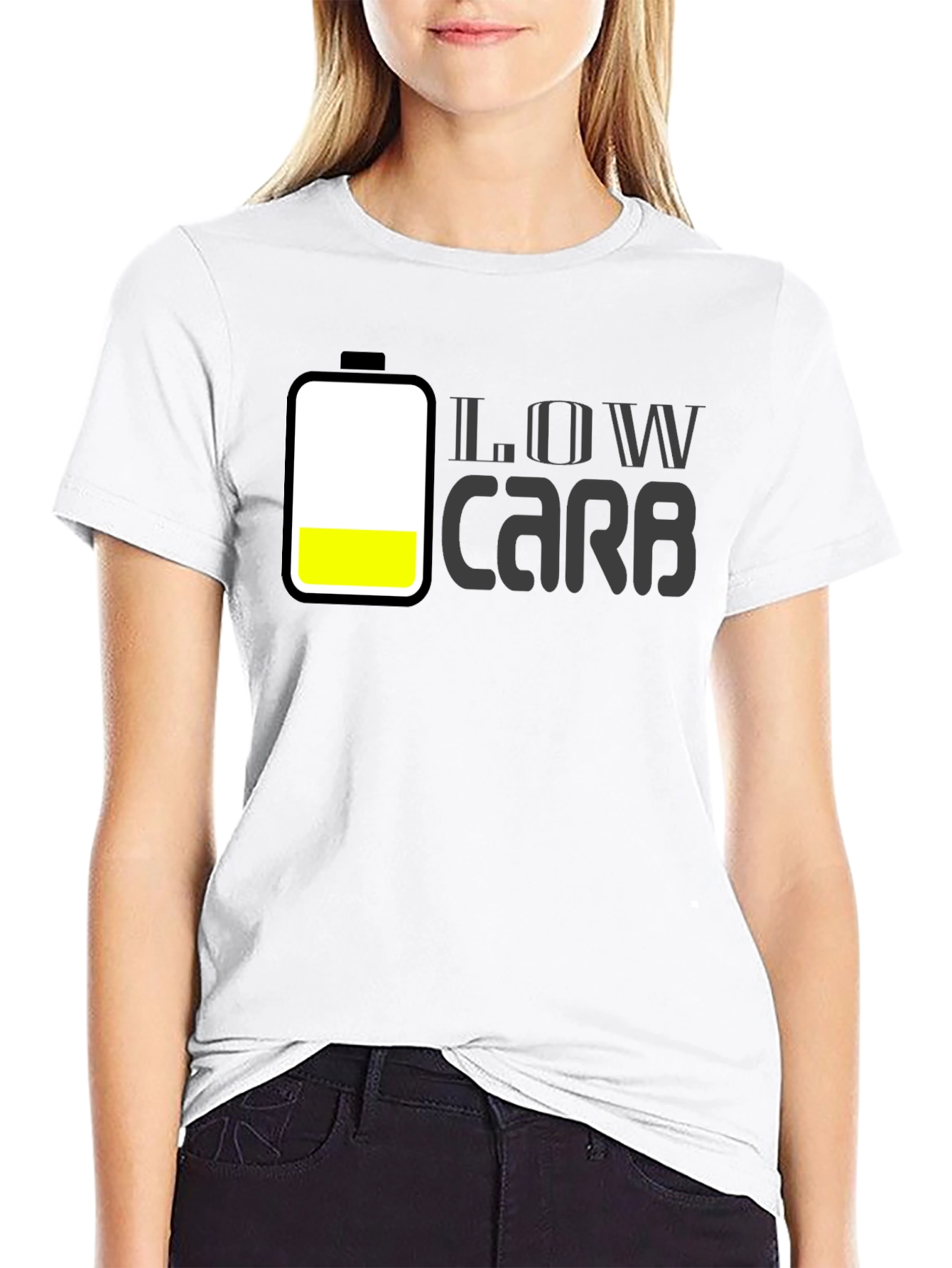 Low Carb Battery Graphic Mens Black T-Shirt